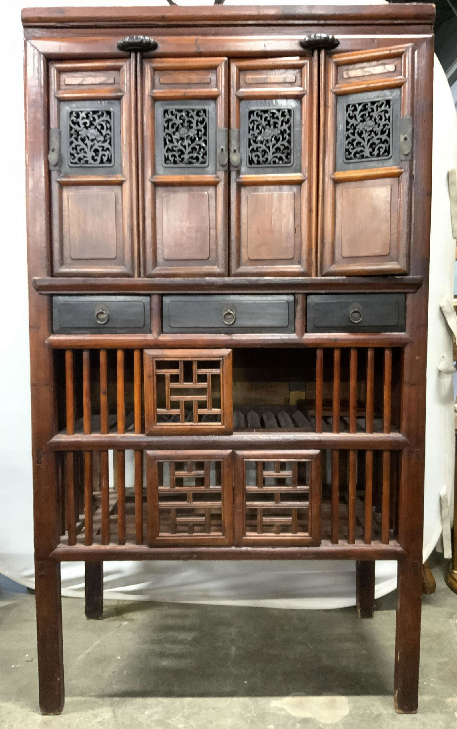 Antique Chinese Cupboard W Open Fretwork (1 of 11)