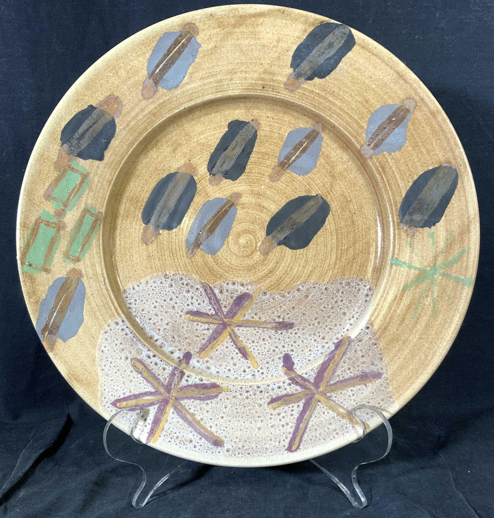 Signed Ceramic Hand Painted Serving Platter (1 of 10)