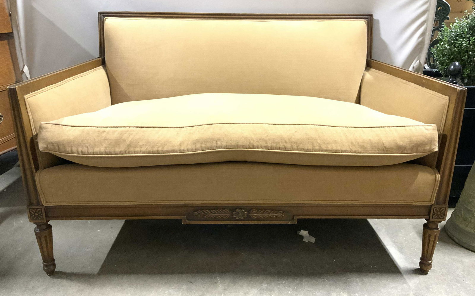 Antique French Loveseat W Down Cushion (1 of 10)