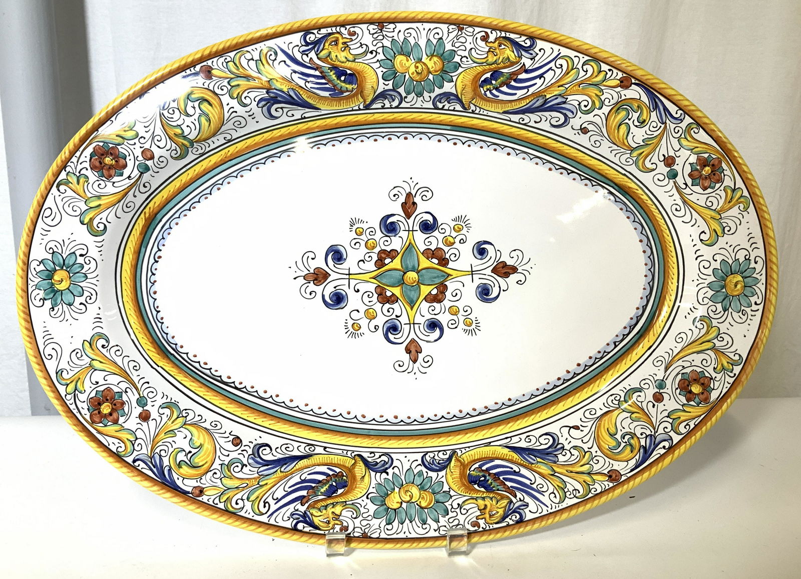 Hand Painted Ceramic Platter Centerpiece, Italy (1 of 10)