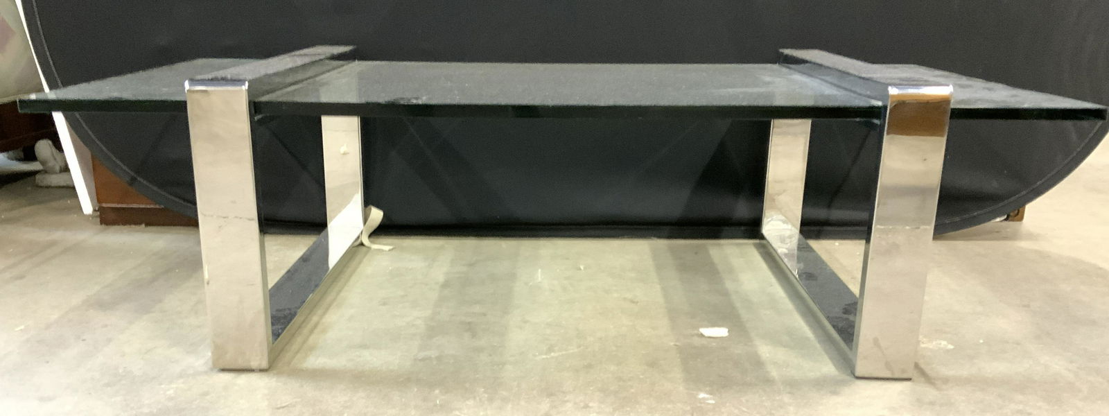 Glass Top Coffee Table W Chrome Bases (1 of 10)
