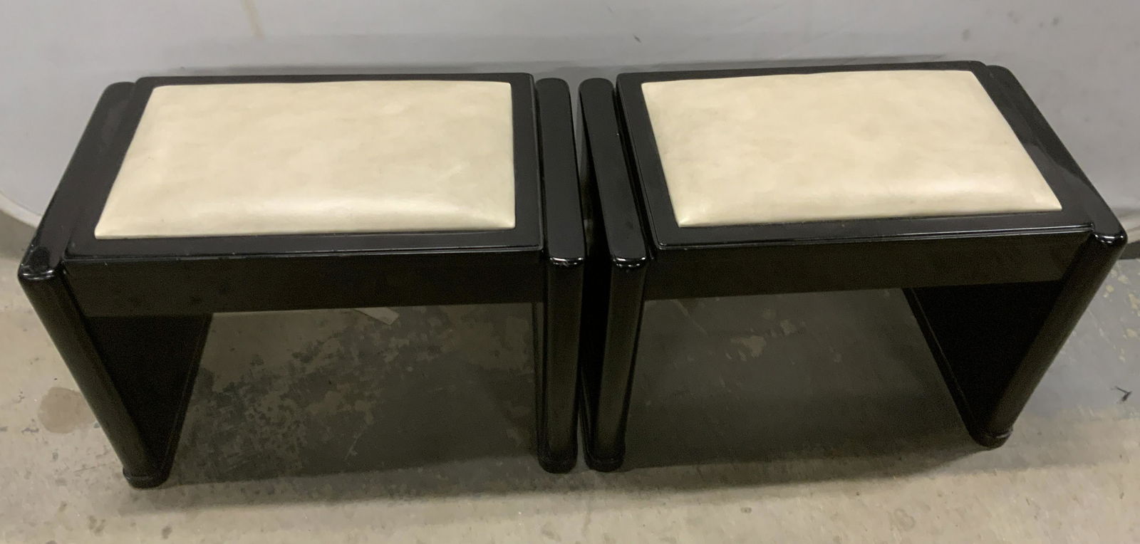 Pair Art Deco Lacquer Stools W/ Leather Cushions (1 of 17)