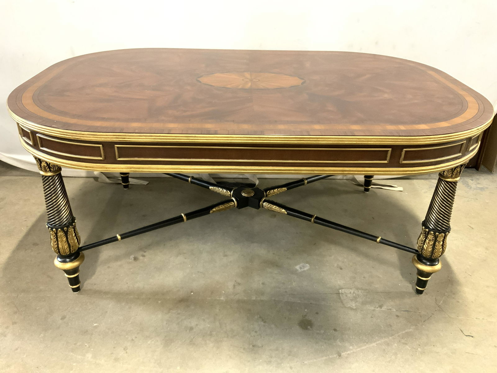 Vntg Inlaid Wooden Coffee Table W Ornate Legs (1 of 11)