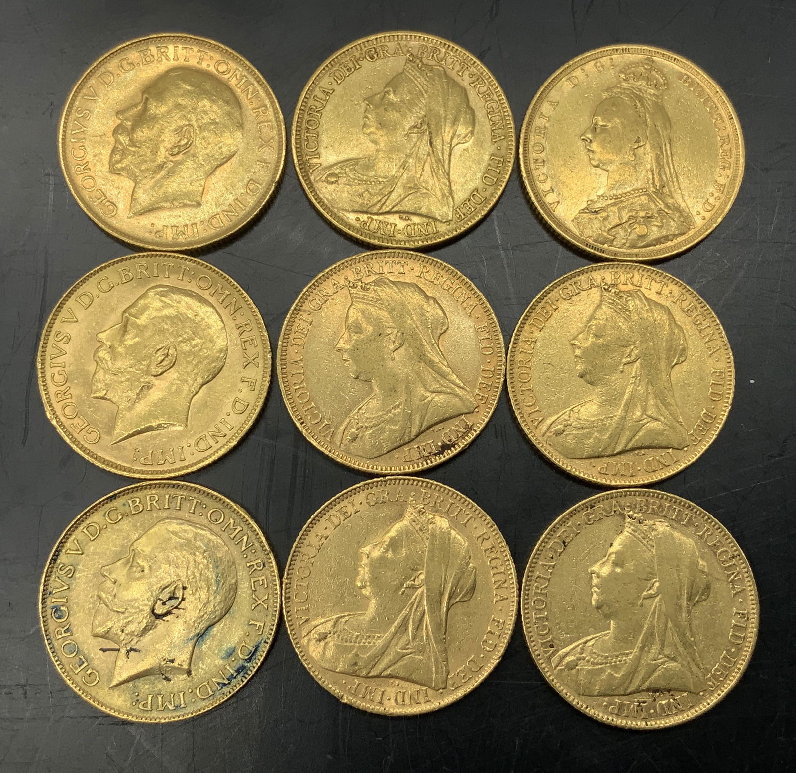 Antique Gold Plated British Royal Coins, 9 (1 of 11)