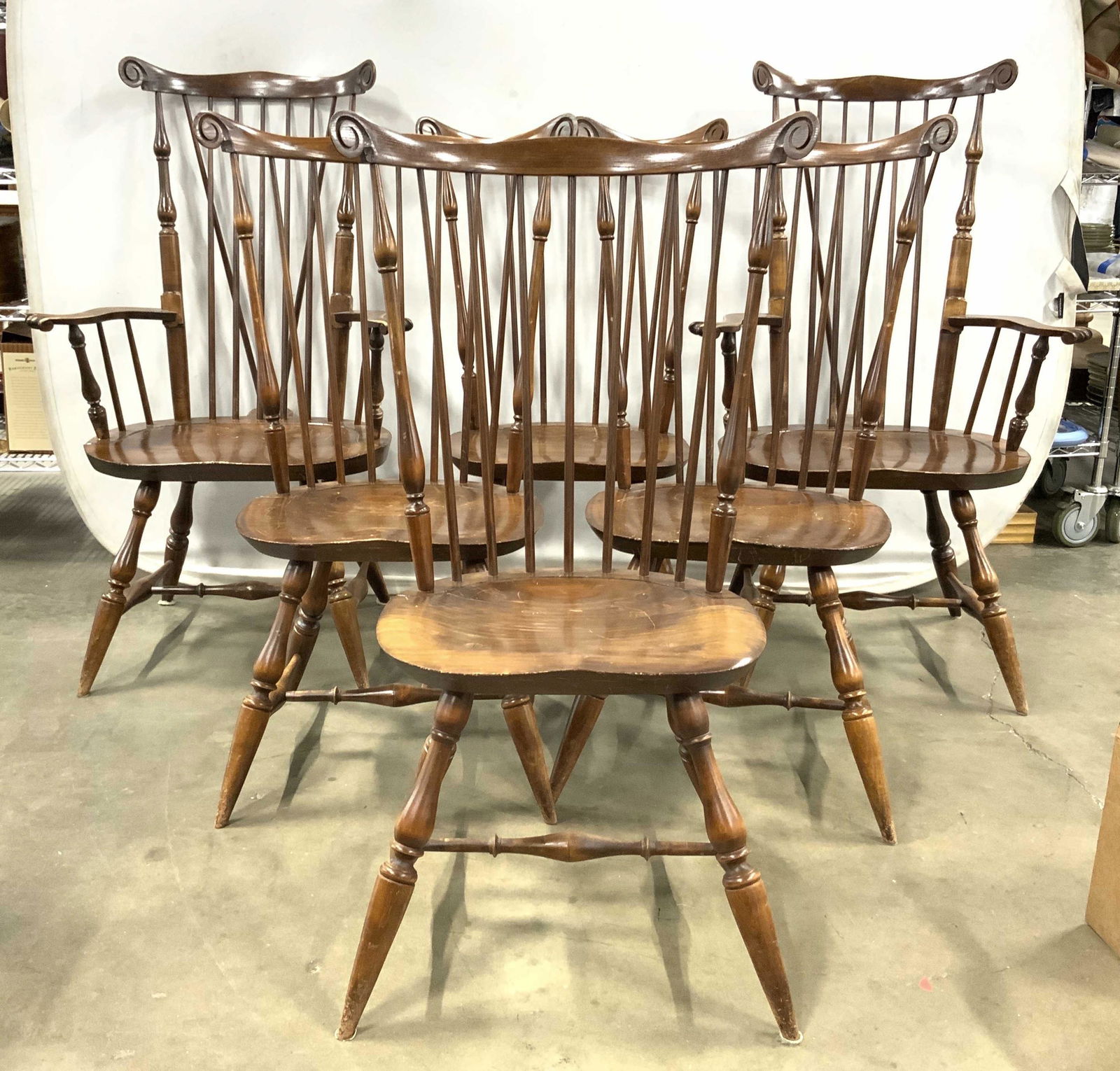 6 Vtg WARREN CHAIR WORKS Windsor Dining Chairs (1 of 12)