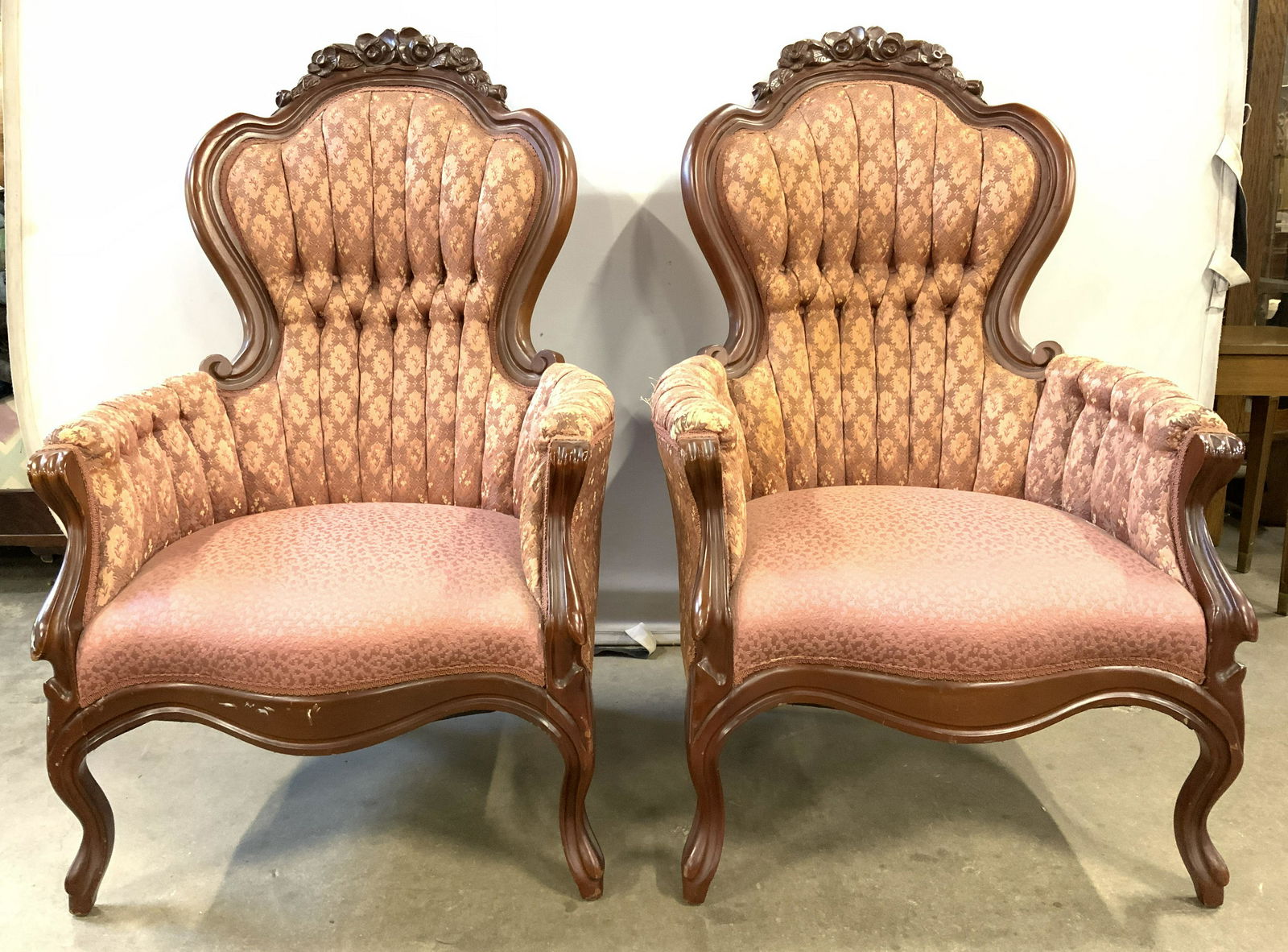 Pair Vintage Queen Anne Back Chairs (1 of 11)