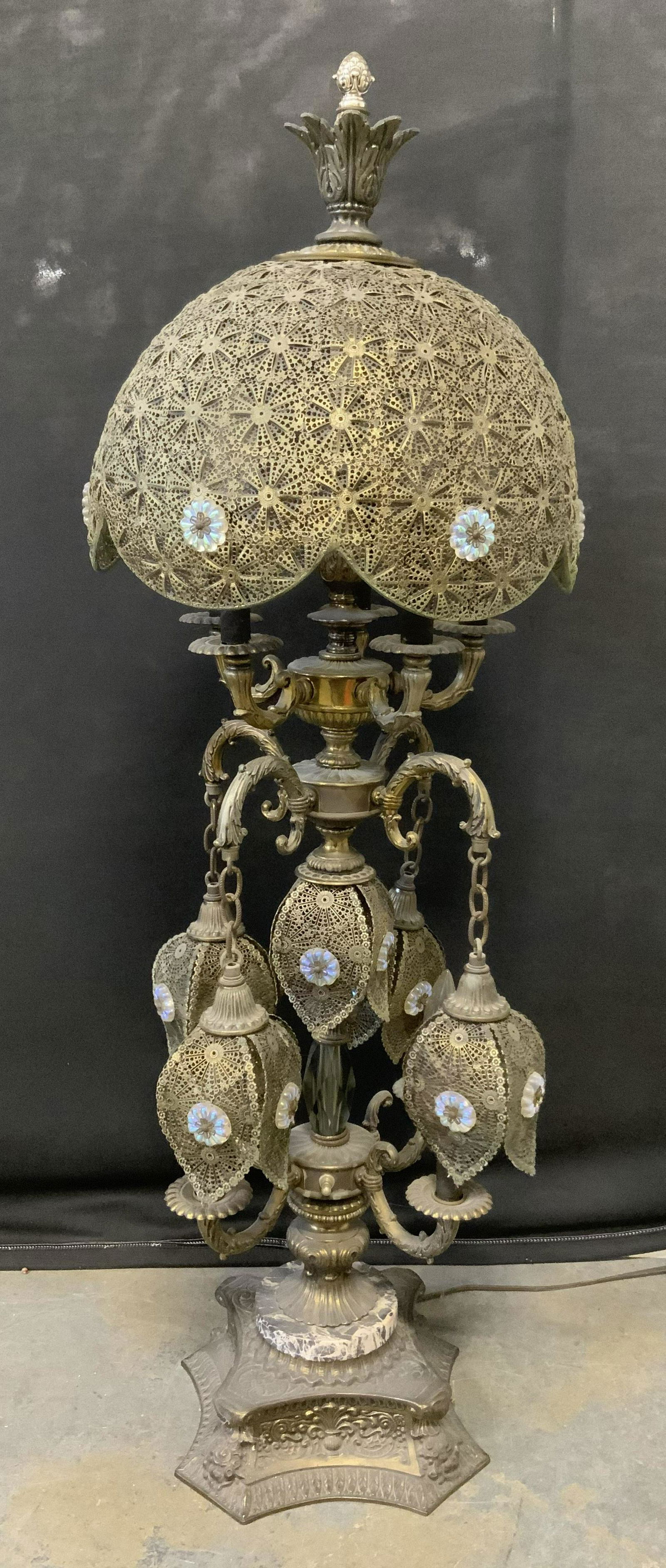 Vintage Brass Italian Grand intricate Lamp, Italy (1 of 14)