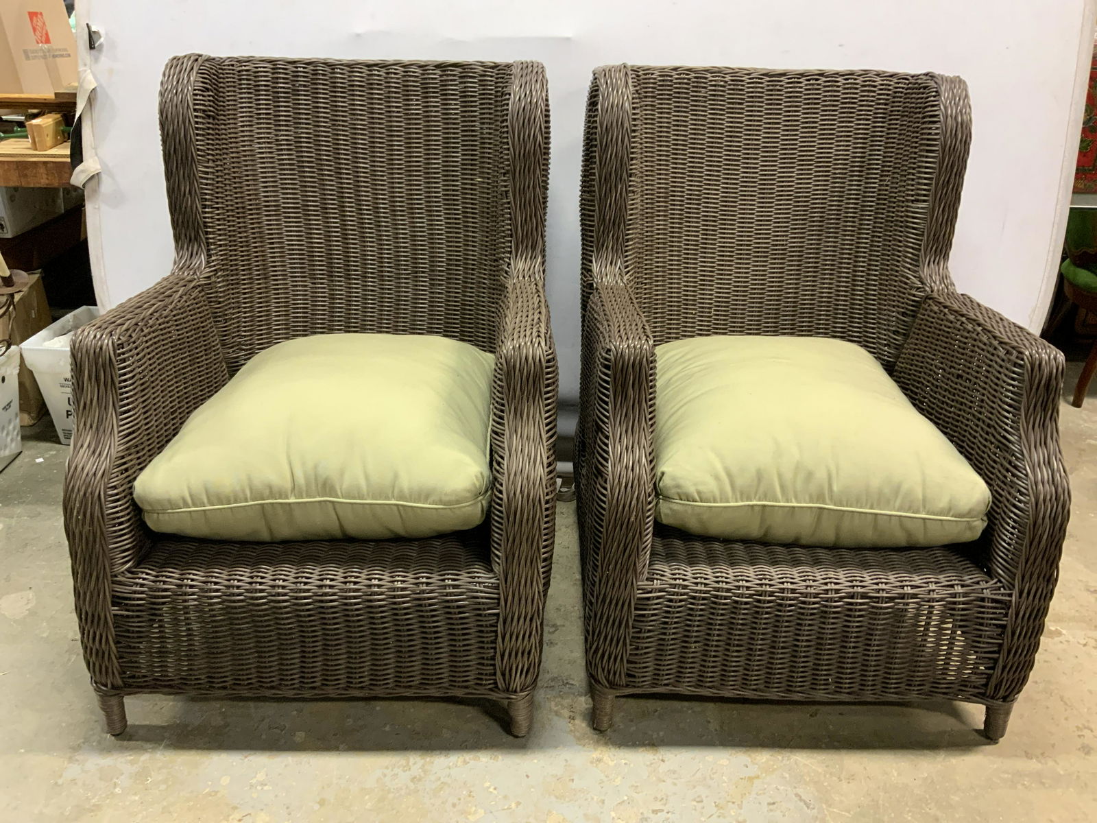 Pair Brown Jordan Rattan Style Reclining Chairs (1 of 10)