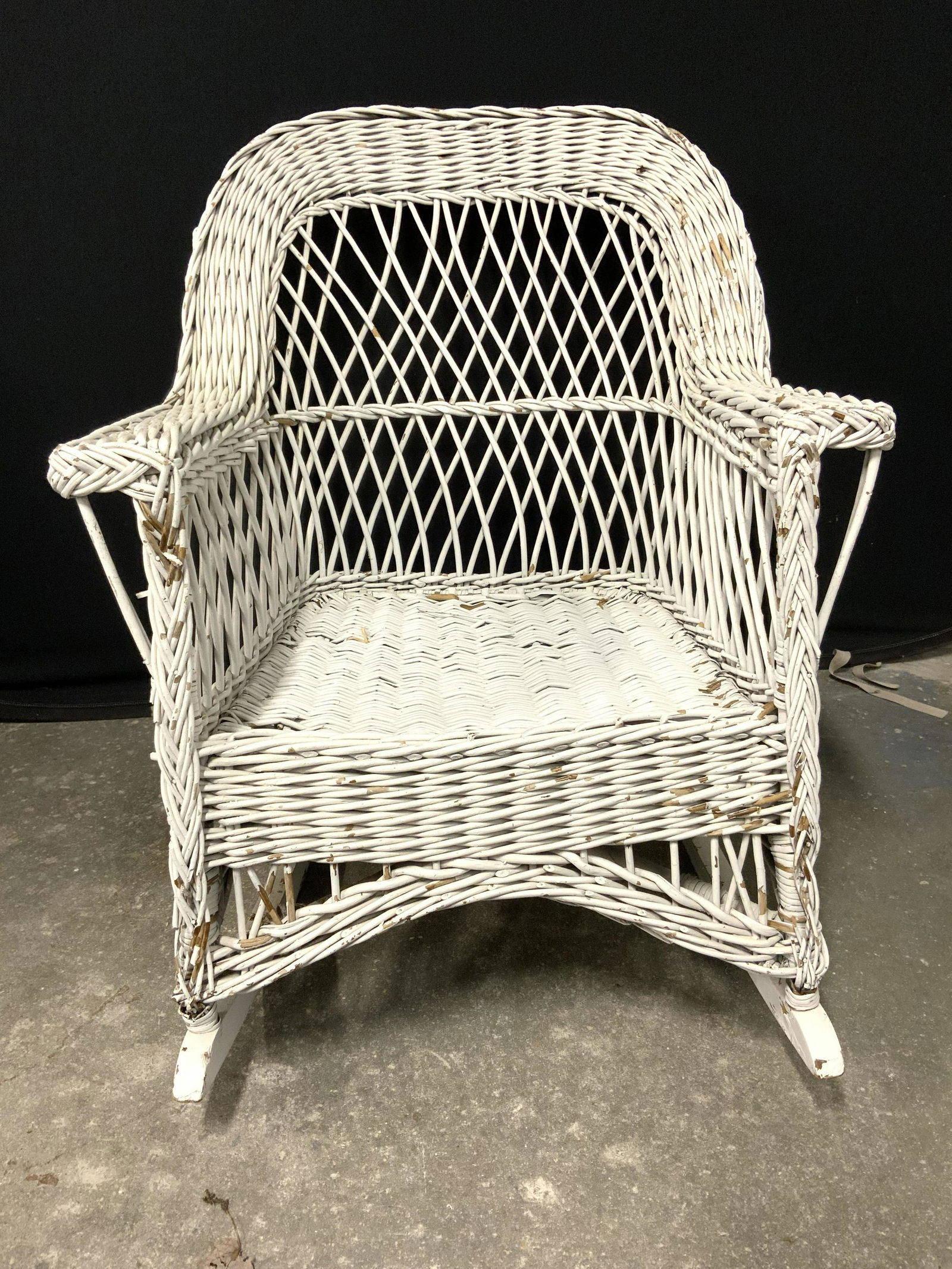 Vintage White Wicker Rocking Chair (1 of 11)