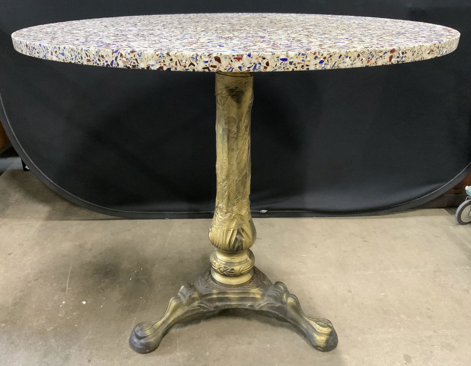 Granite Topped Colorful Speckled Pedestal Table (1 of 10)