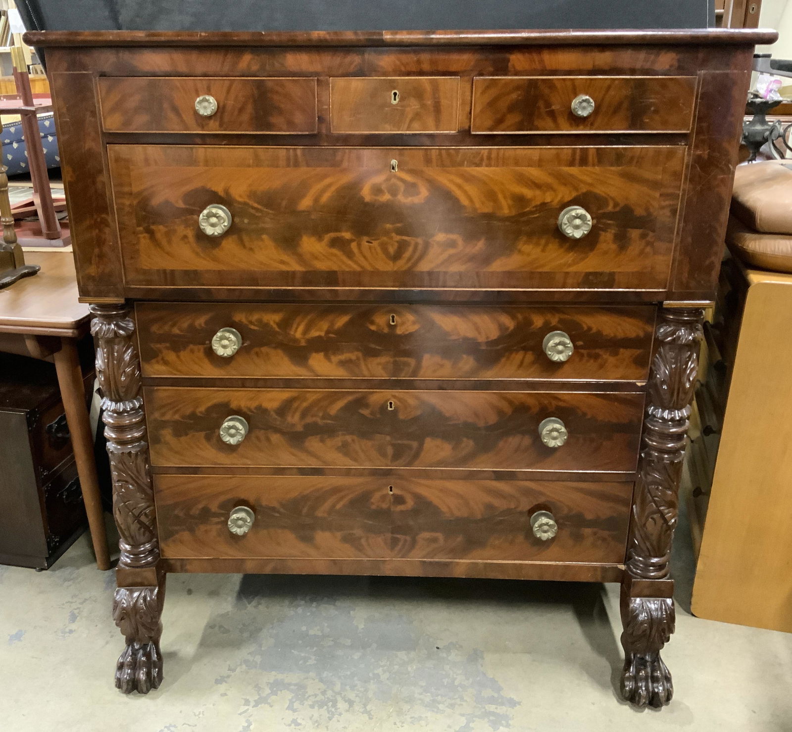Antique Empire Chest Mahogany Carved Tallboy c 1830 (1 of 10)