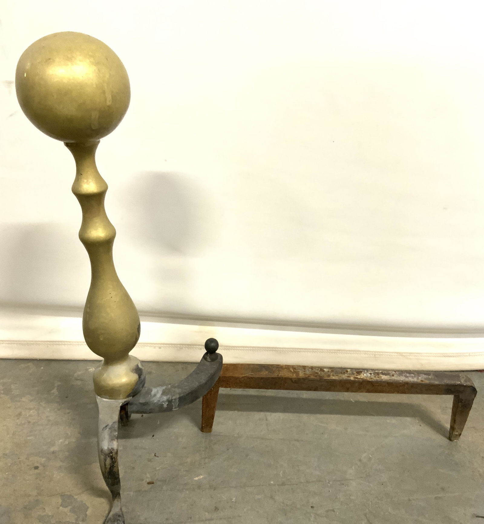 Pair Antique Gold Toned Brass Andirons (1 of 9)