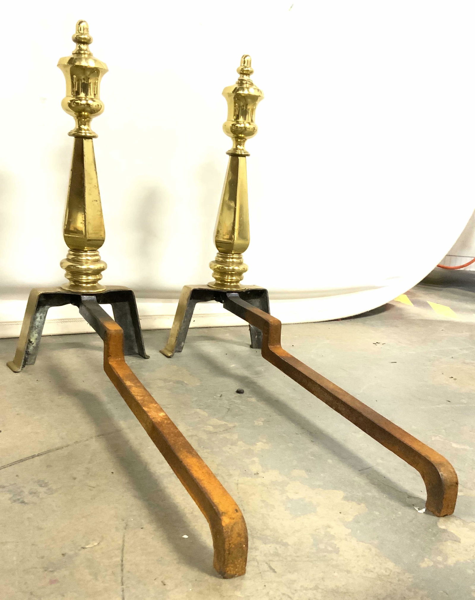 Pair Antique Gold Toned Brass Andirons (1 of 10)