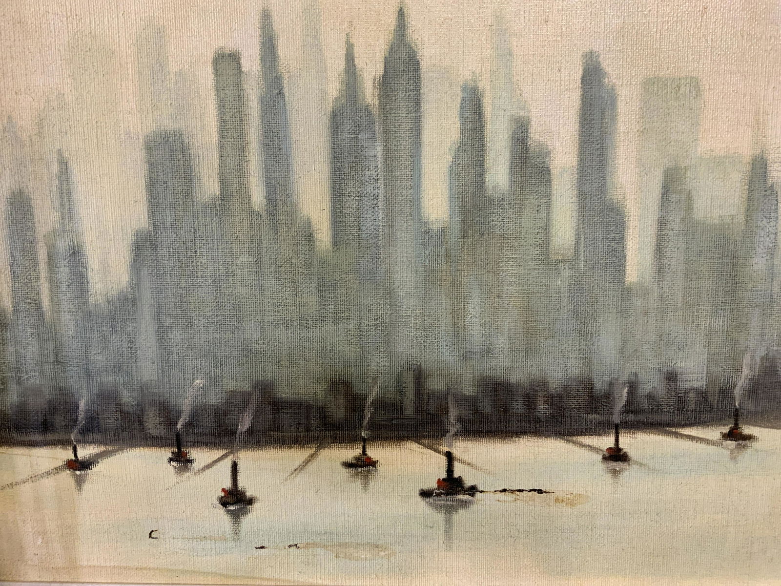 STEVENS Signed New York City Oil on Canvas (1 of 13)