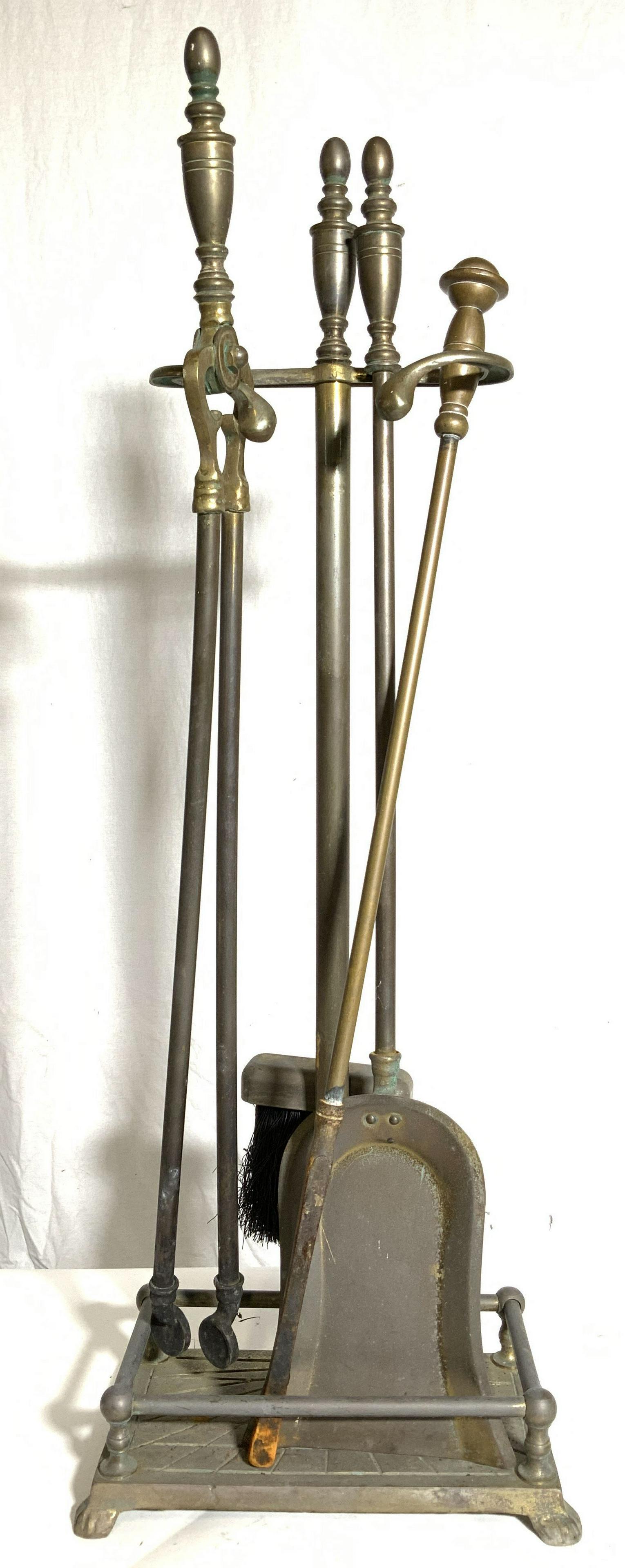 Set 5 Antique Fireplace Tools W Stand (1 of 10)