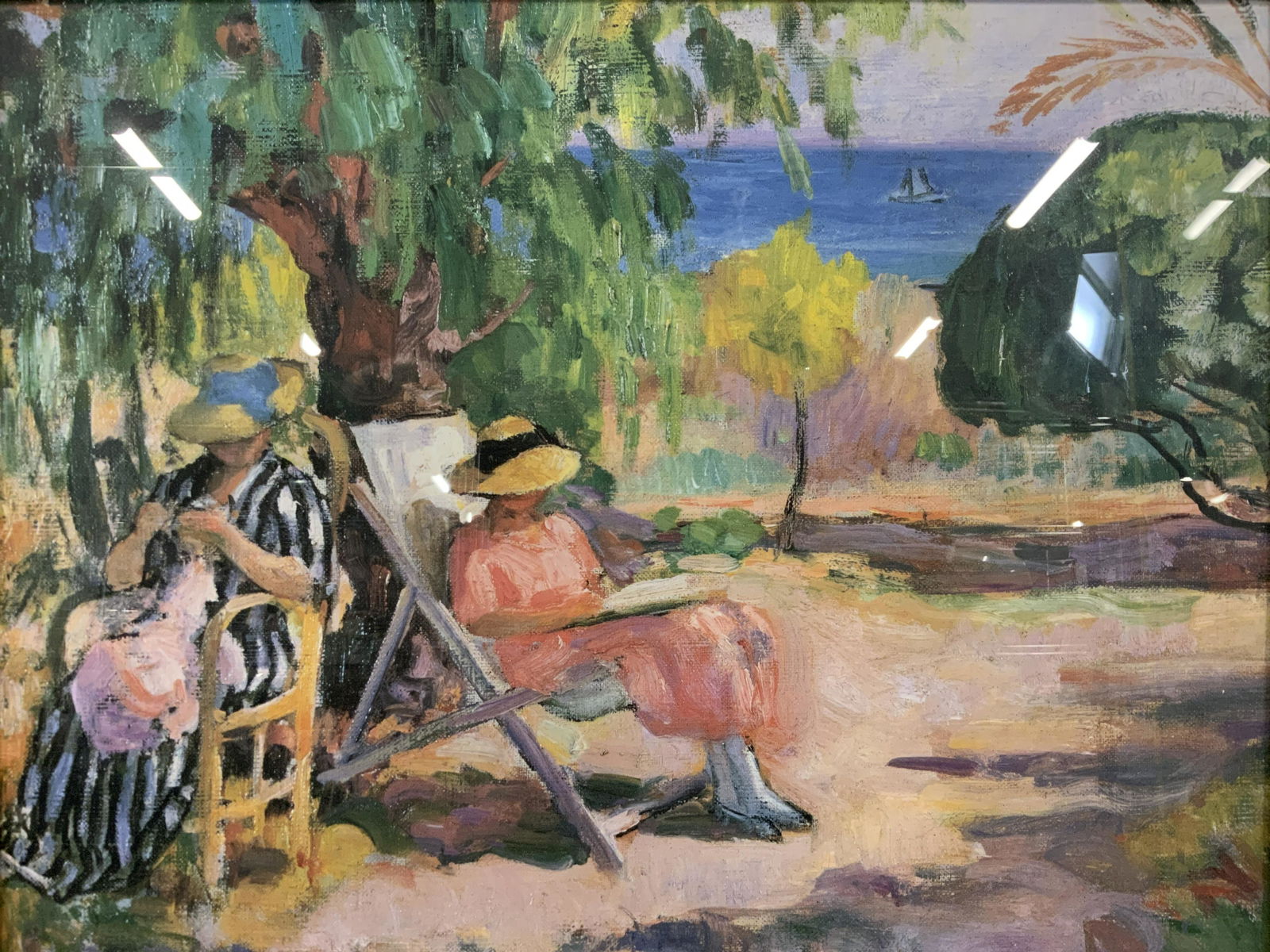 Offset Lithograph of Two ladies Lounging Outside (1 of 10)