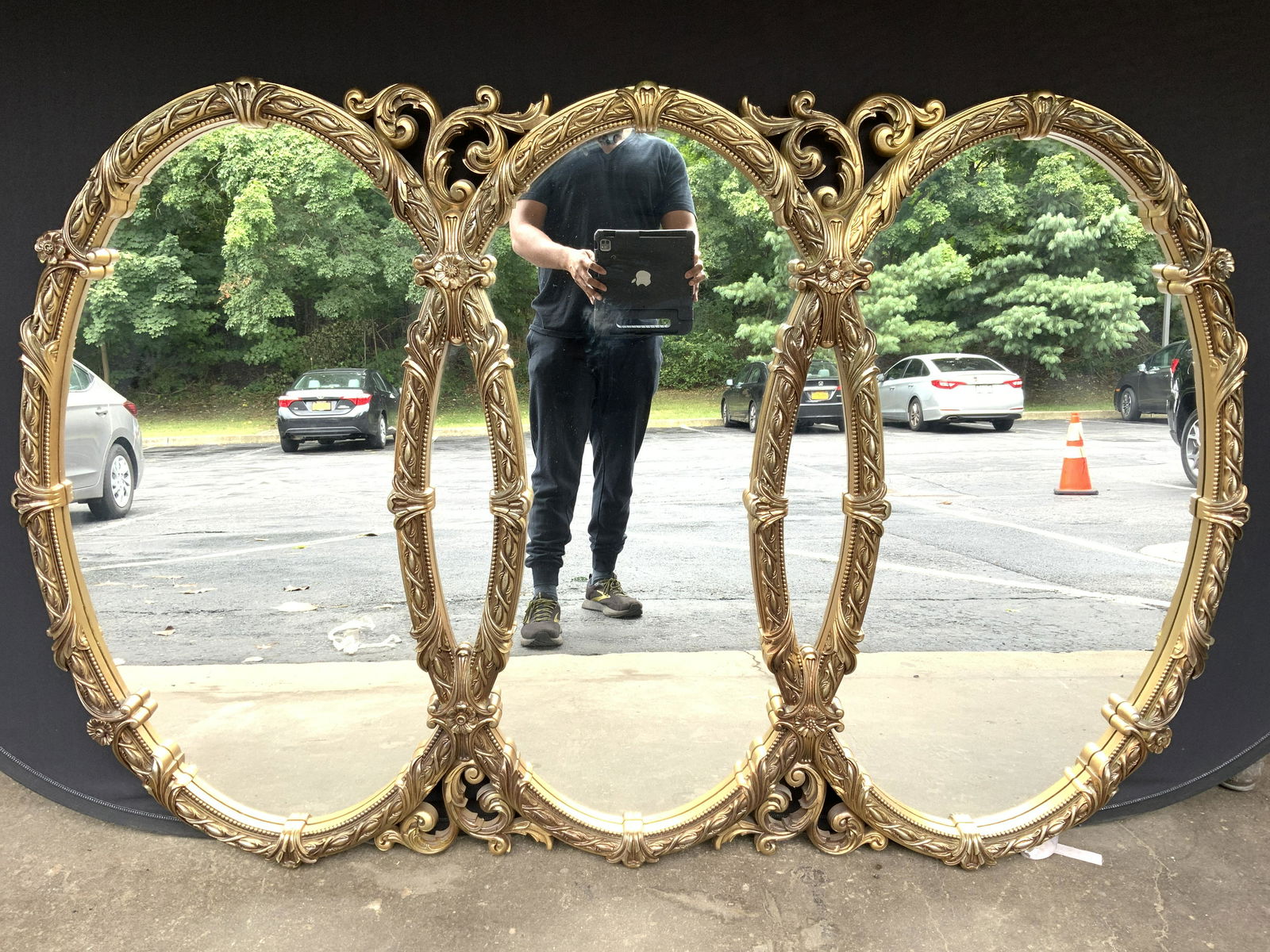 Marriage Oval Ring Triple Gilt Frame Mirror (1 of 10)