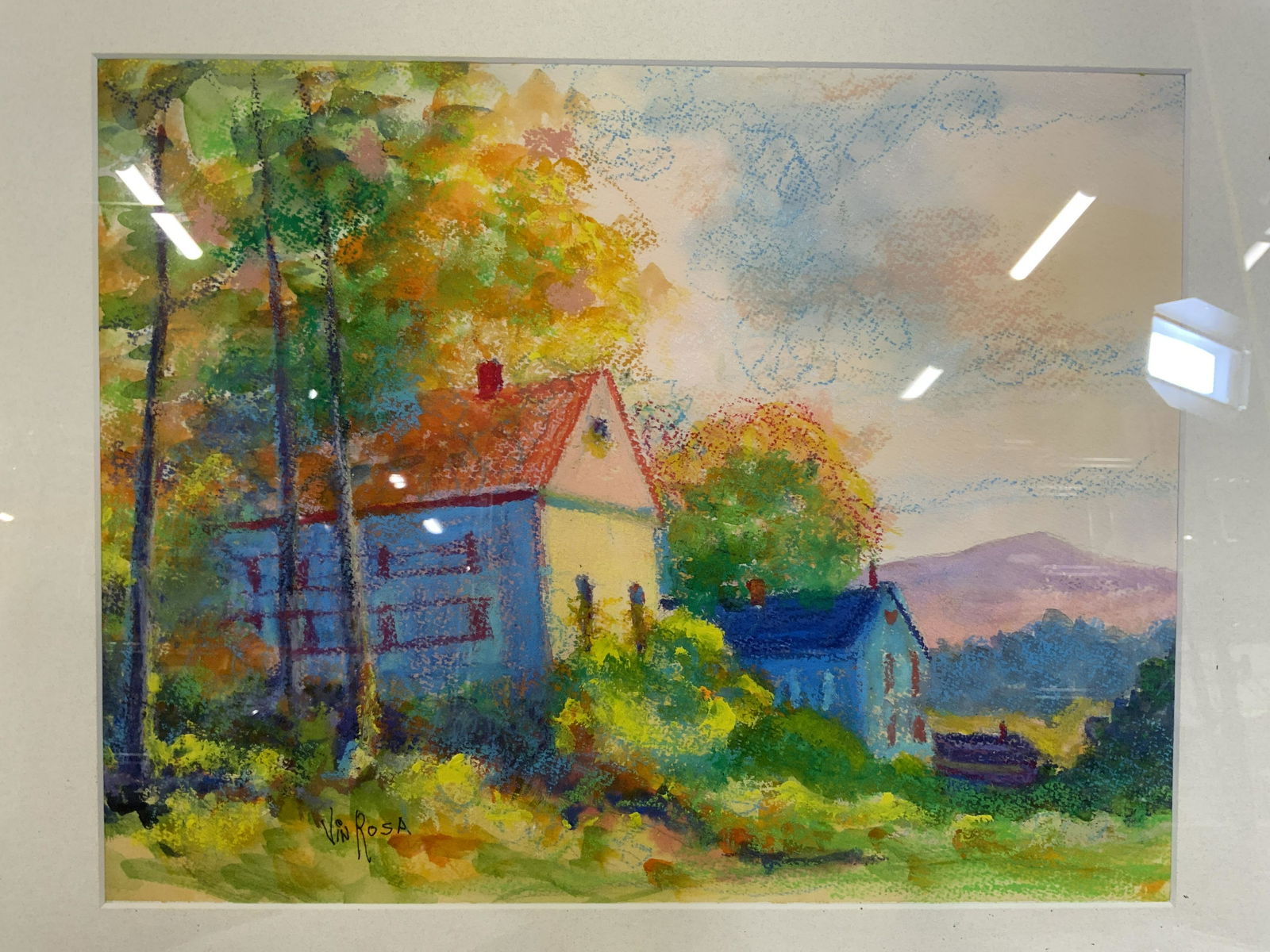 VIN ROSA Signed Watercolor and Pastel Artwork (1 of 9)