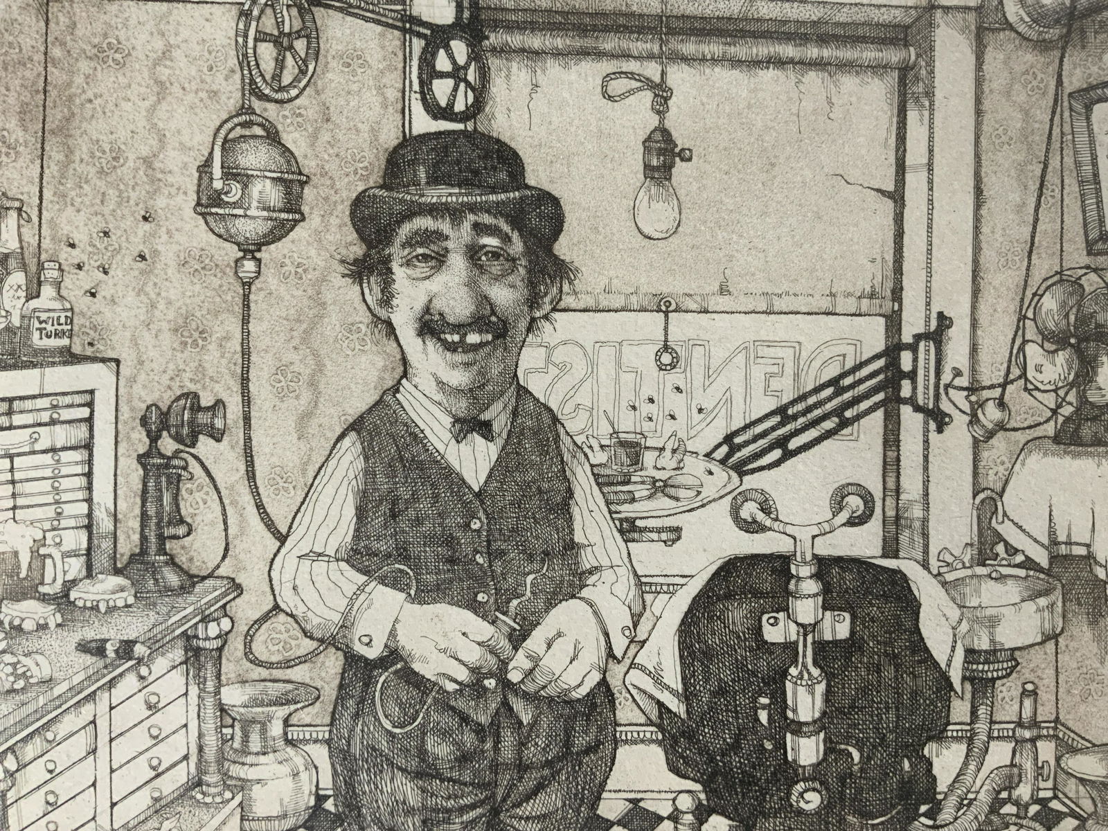 CHARLES BRAGG Signed Etching, The Dentist (1 of 9)