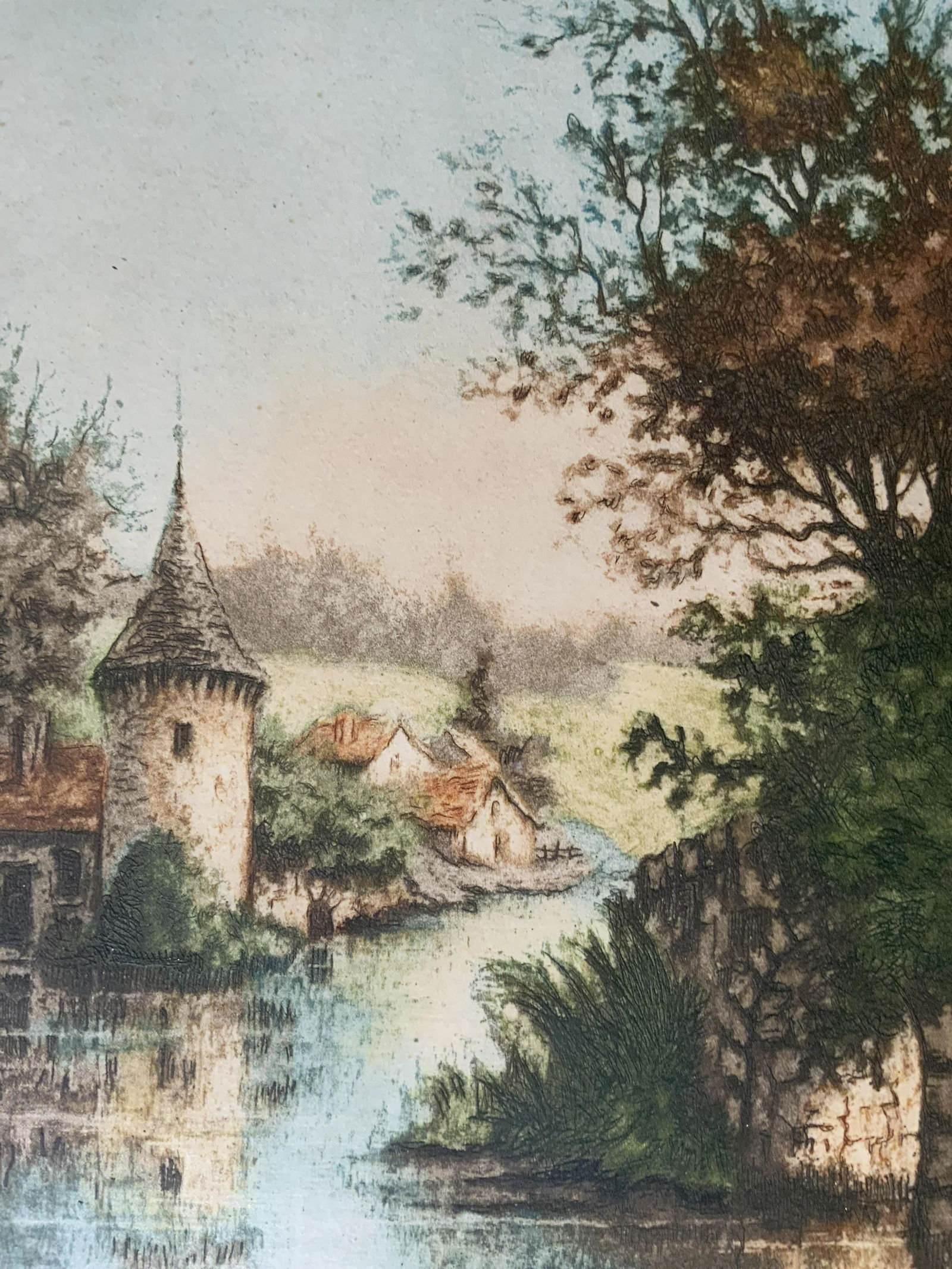 PIERRE Signed Etching of a Manor (1 of 7)