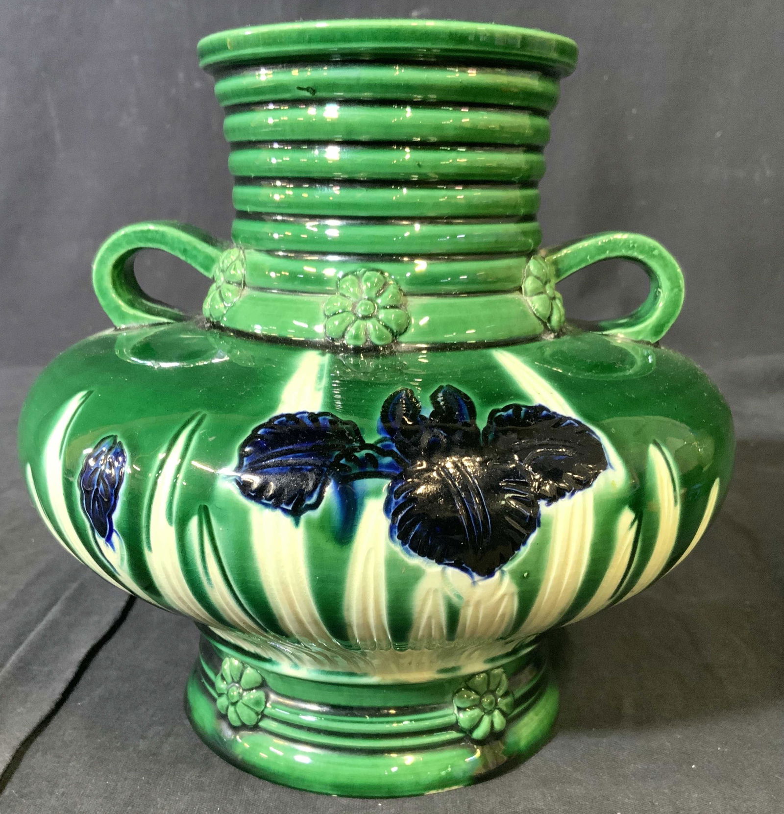 Double Handled Green Ceramic Vase (1 of 13)