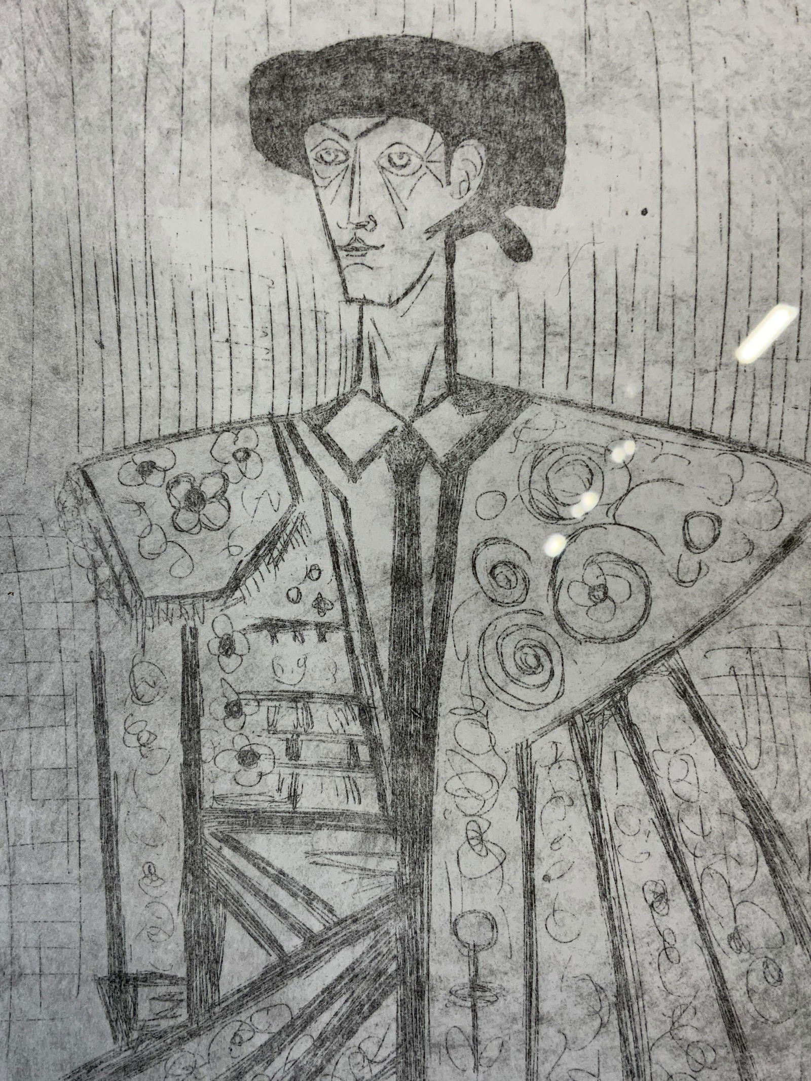 BERNARD BUFFET ATTR Signed Lithograph of Matador: Attributed to BERNARD BUFFET Signed Lithograph of Matador, signature to lower right reads ‘Bernard Buffet’, please note: all lots that do not carry established documented provenance nor any past r