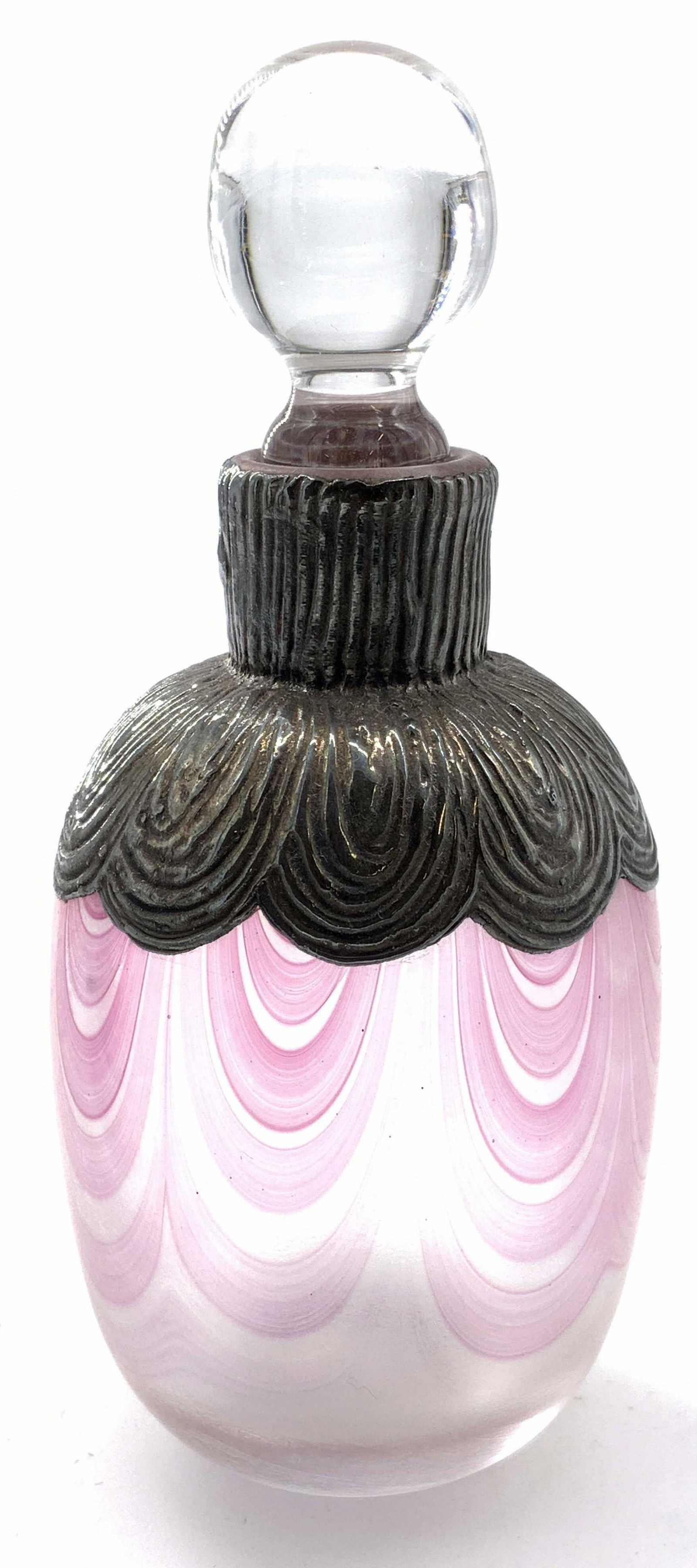 Opalescent Glass & Silver Perfume Bottle W Stopper (1 of 10)