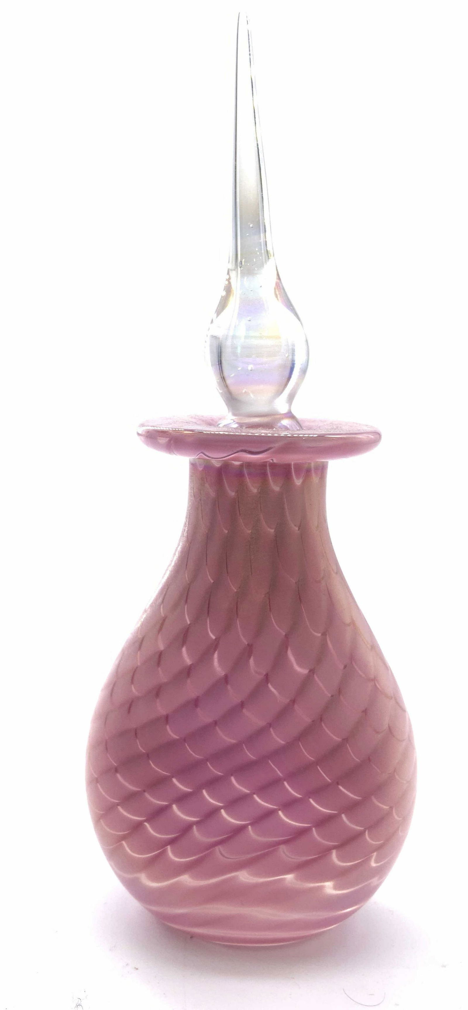 Signed Pink Art Glass Perfume Bottle W Stopper (1 of 10)