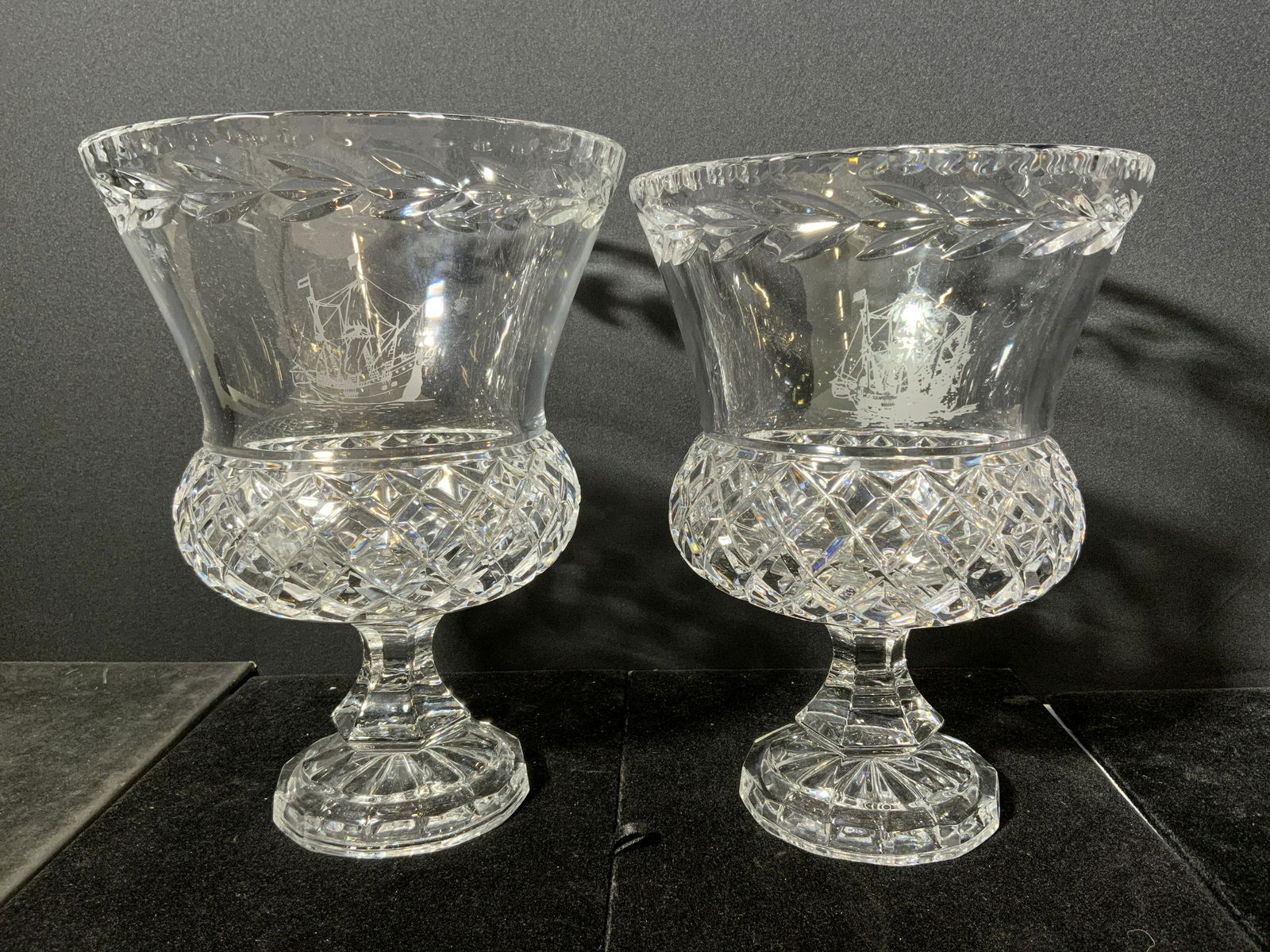 Lot 2 Cut Crystal Thistle Vases (1 of 10)