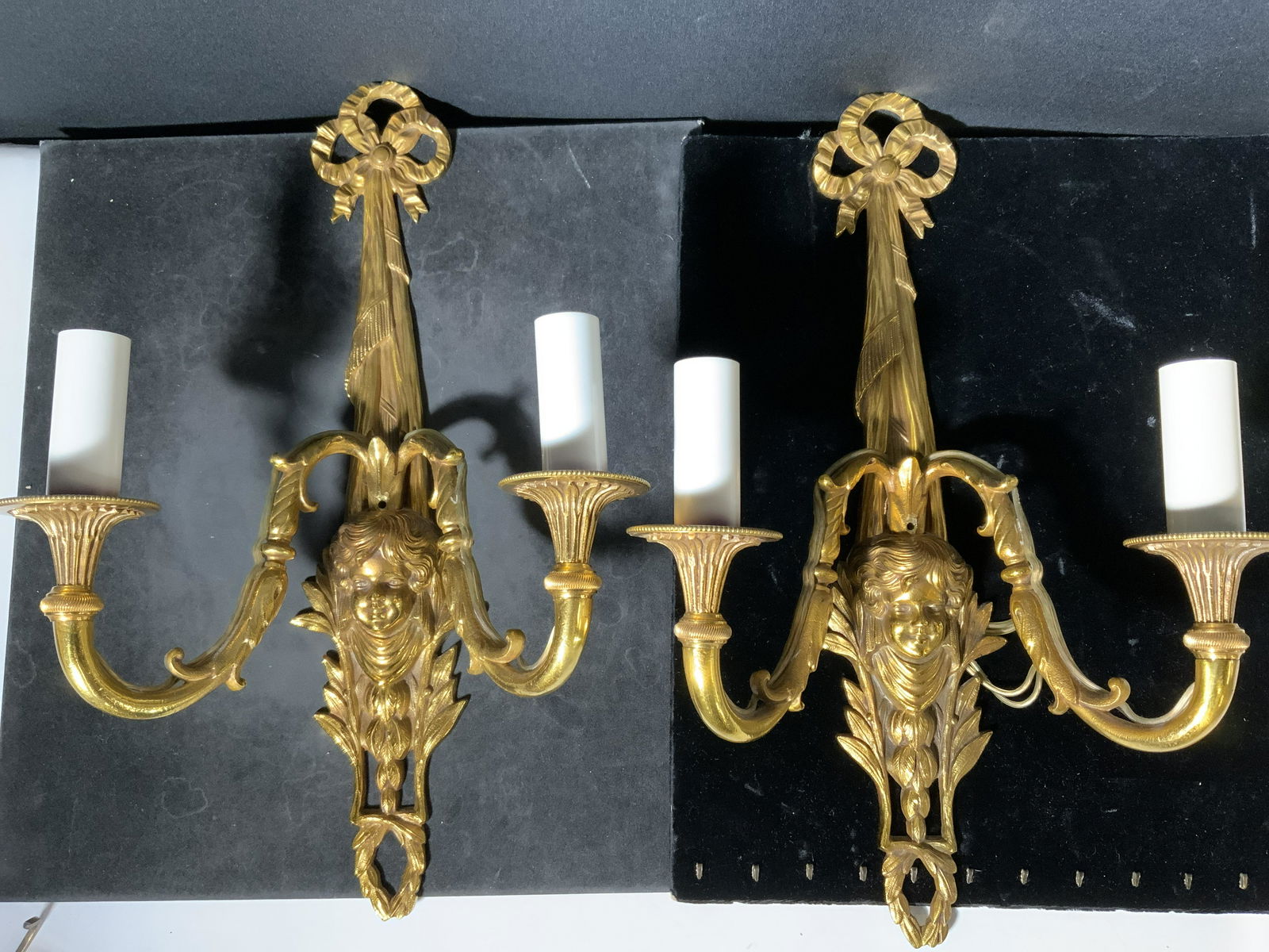 Pair Antique Electrified Polished Brass Sconces (1 of 13)