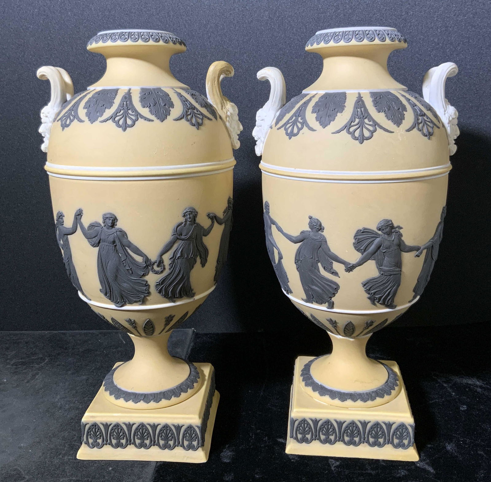 Pair Antique Dancing Hours WEDGWOOD Urns (1 of 12)