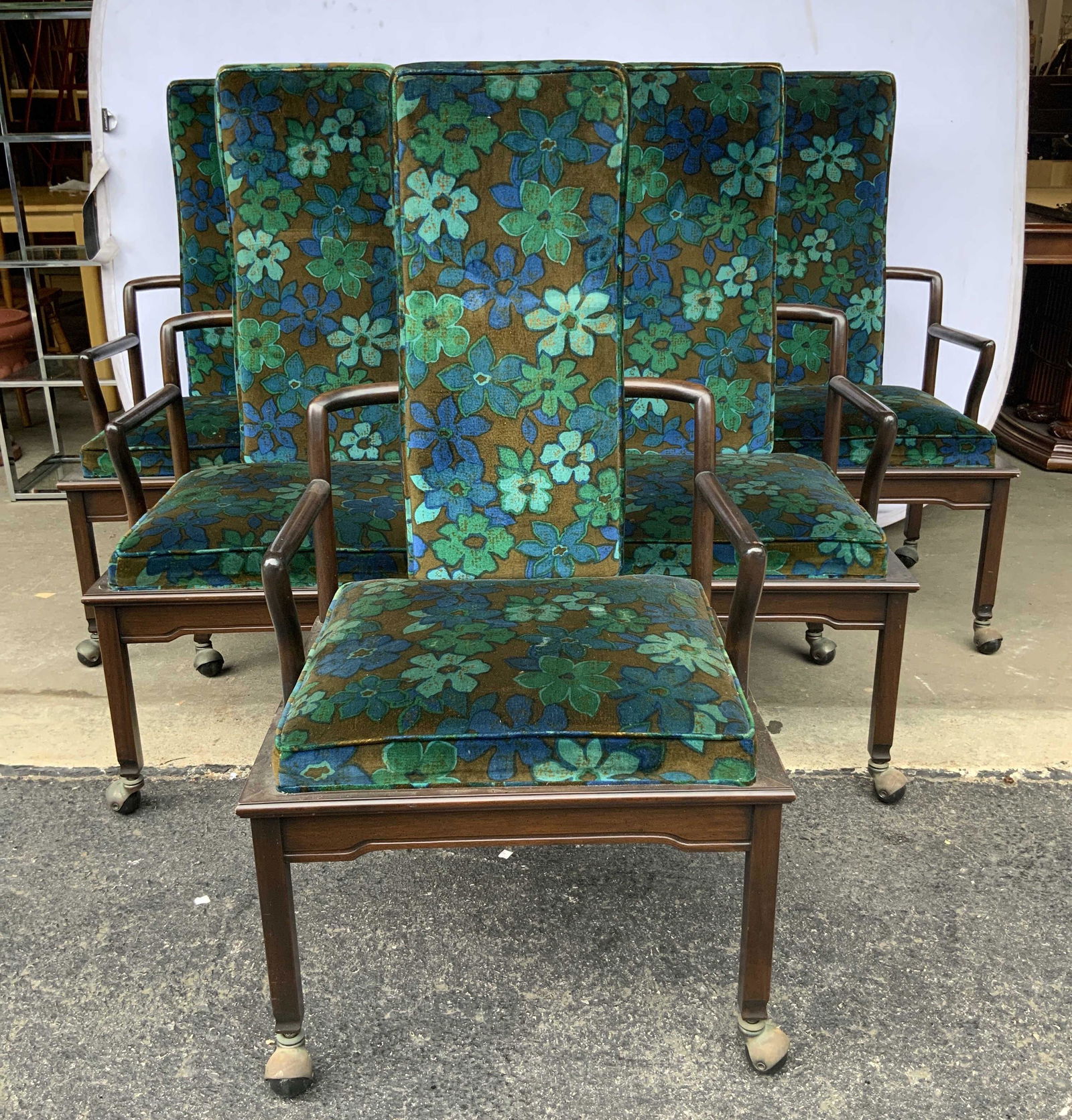 6 JOHN STUART Asian MCM Dining Chairs W Wheels (1 of 15)