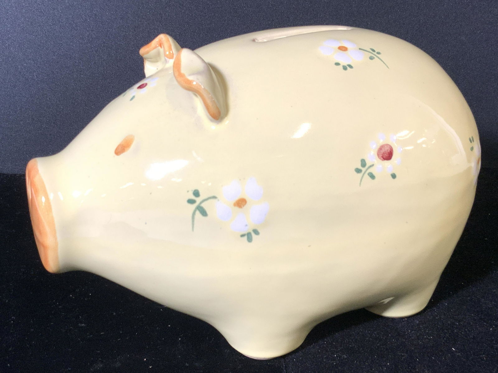 Signed Italian Ceramic Floral Pig Form Piggybank (1 of 9)