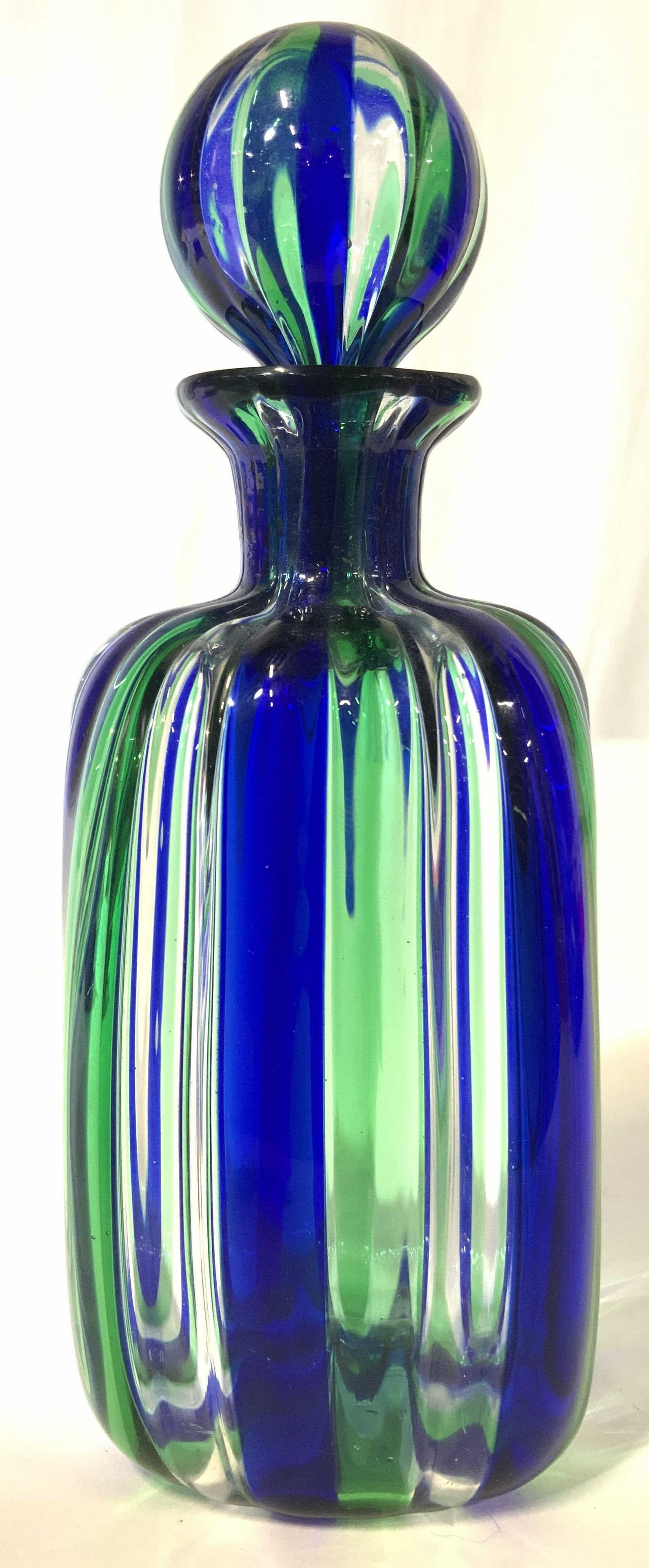 Art Glass Perfume Bottle W Stripe Detail (1 of 7)
