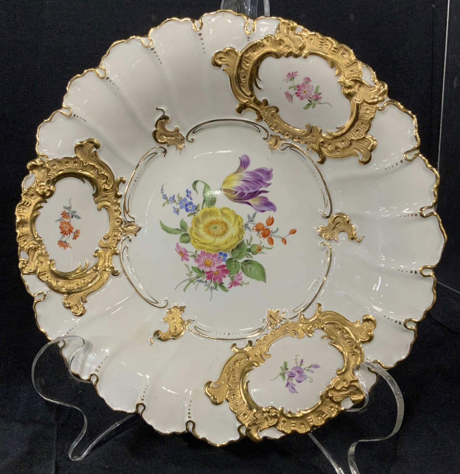 Collectible MEISSEN Gilt Porcelain Plate, Marked (1 of 10)