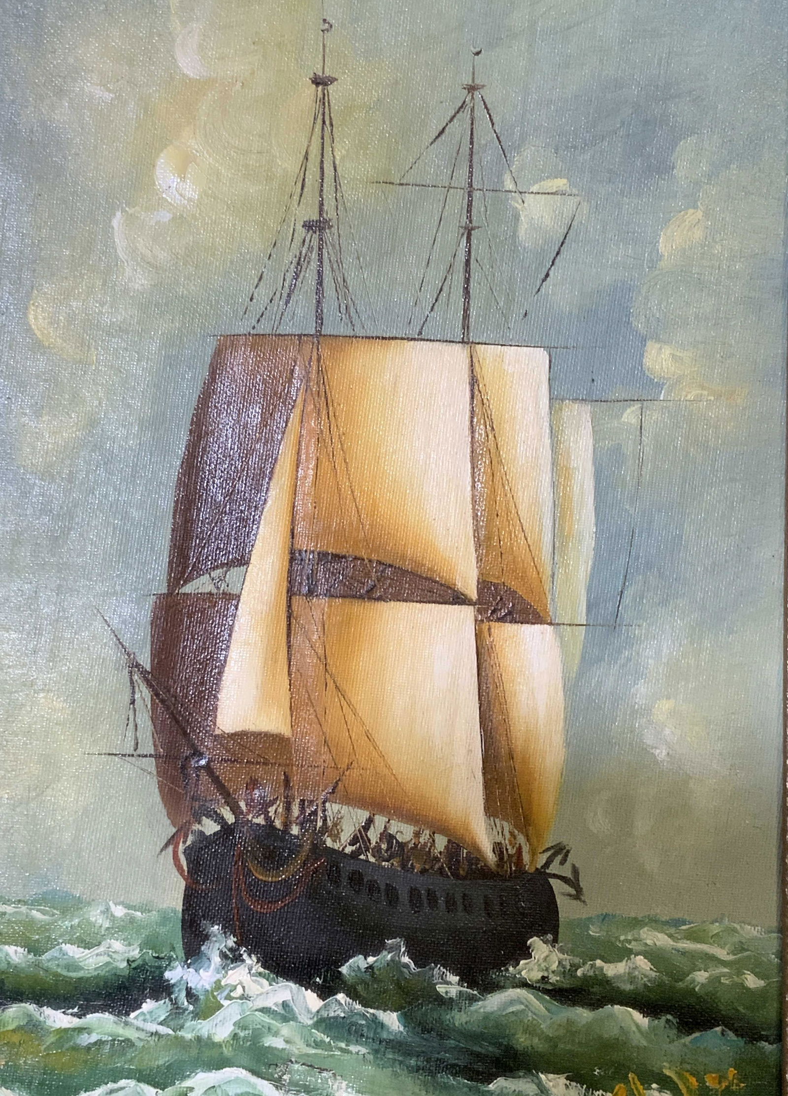 Signed Oil on Canvas Ship Artwork (1 of 8)