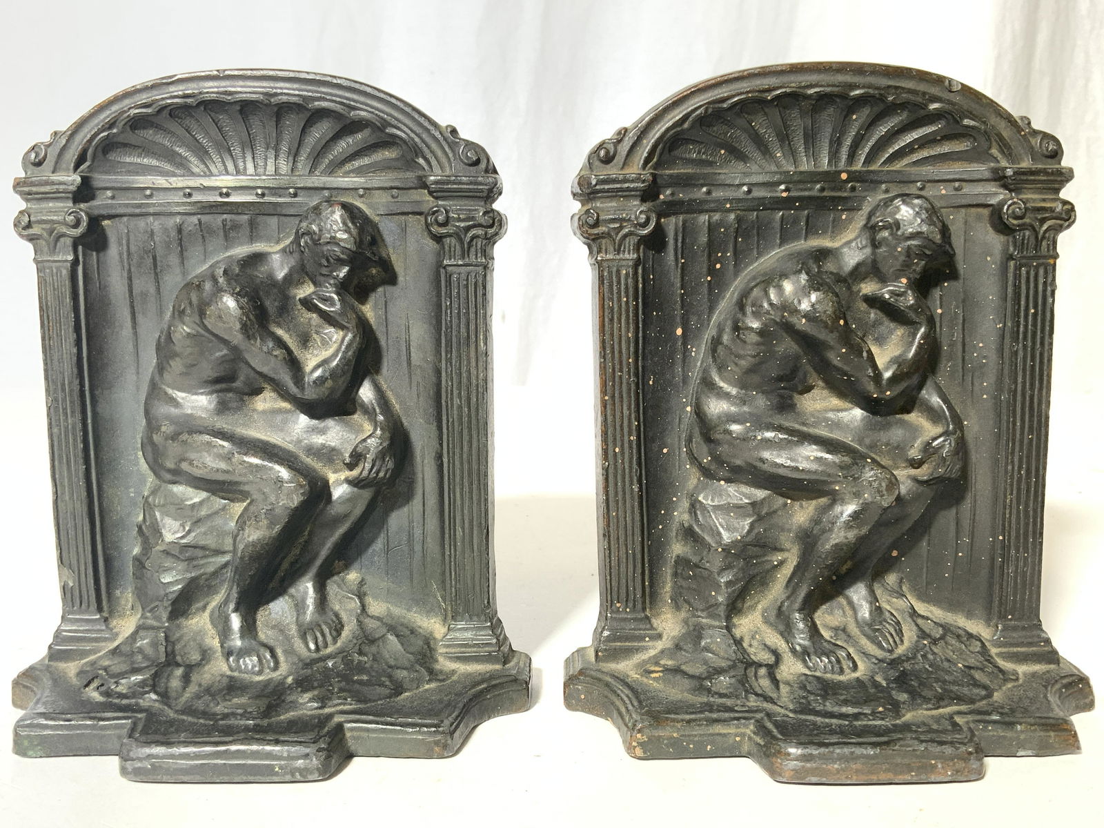 LE PENSEUR The Thinker Vintage Pair Iron Bookends (1 of 7)