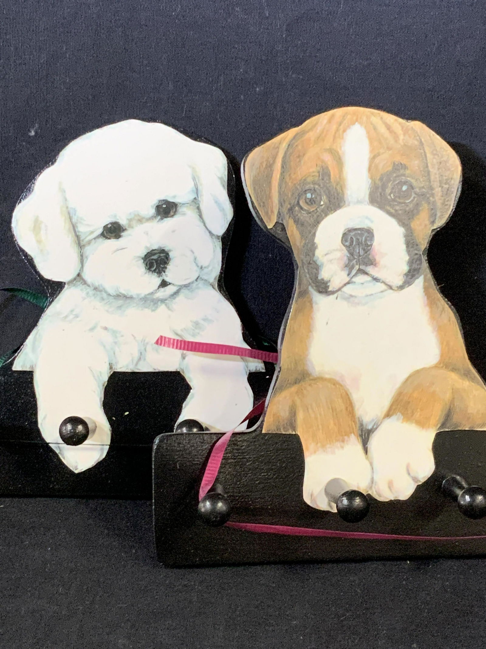 Hand Painted Bichon & Boxer Puppy Face Wall Hooks (1 of 5)