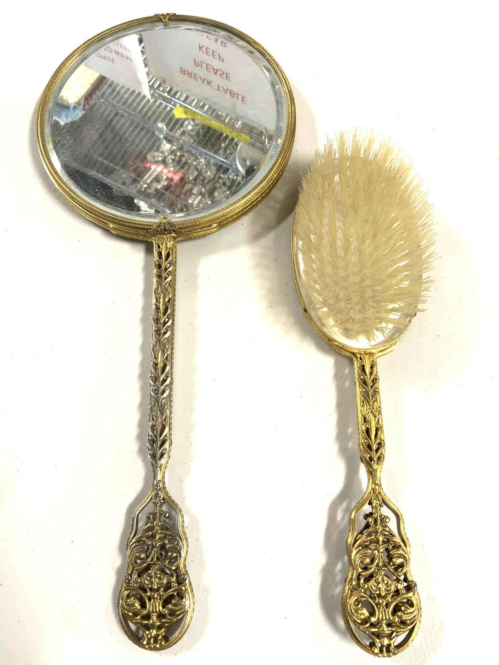Lot 2 Victorian Style Vanity Mirror & Brush (1 of 8)
