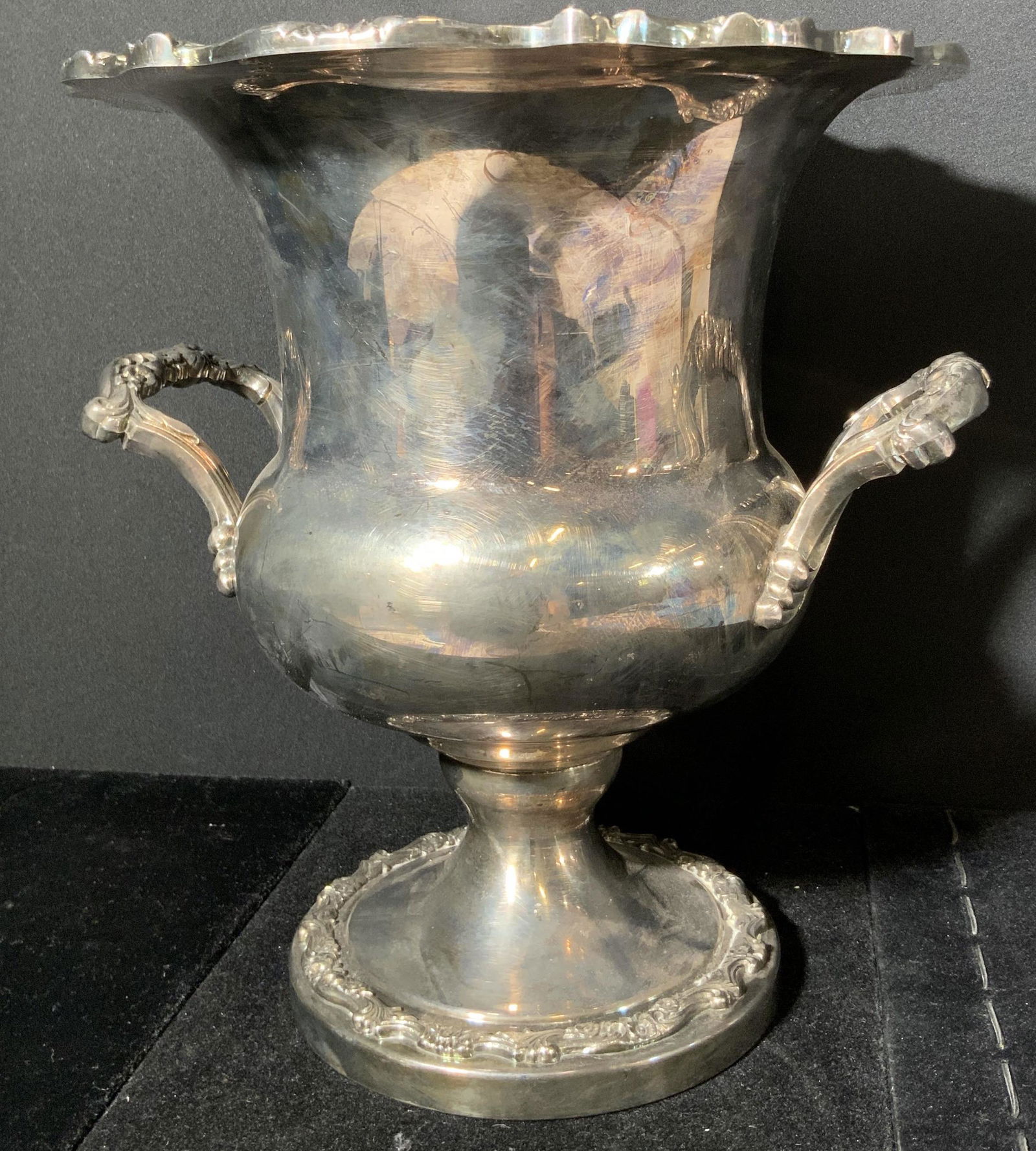 Vintage Silver Tn Metal Handled Urn Vase (1 of 10)