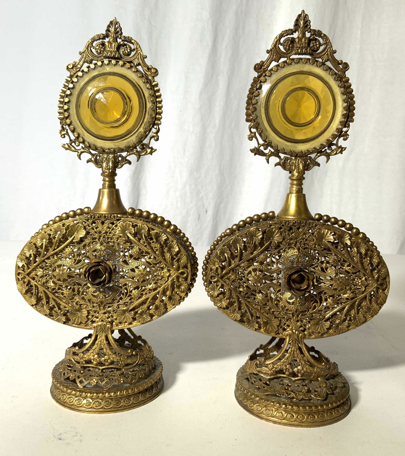 Pair Vintage Ornate Victorian Perfume Bottles (1 of 8)