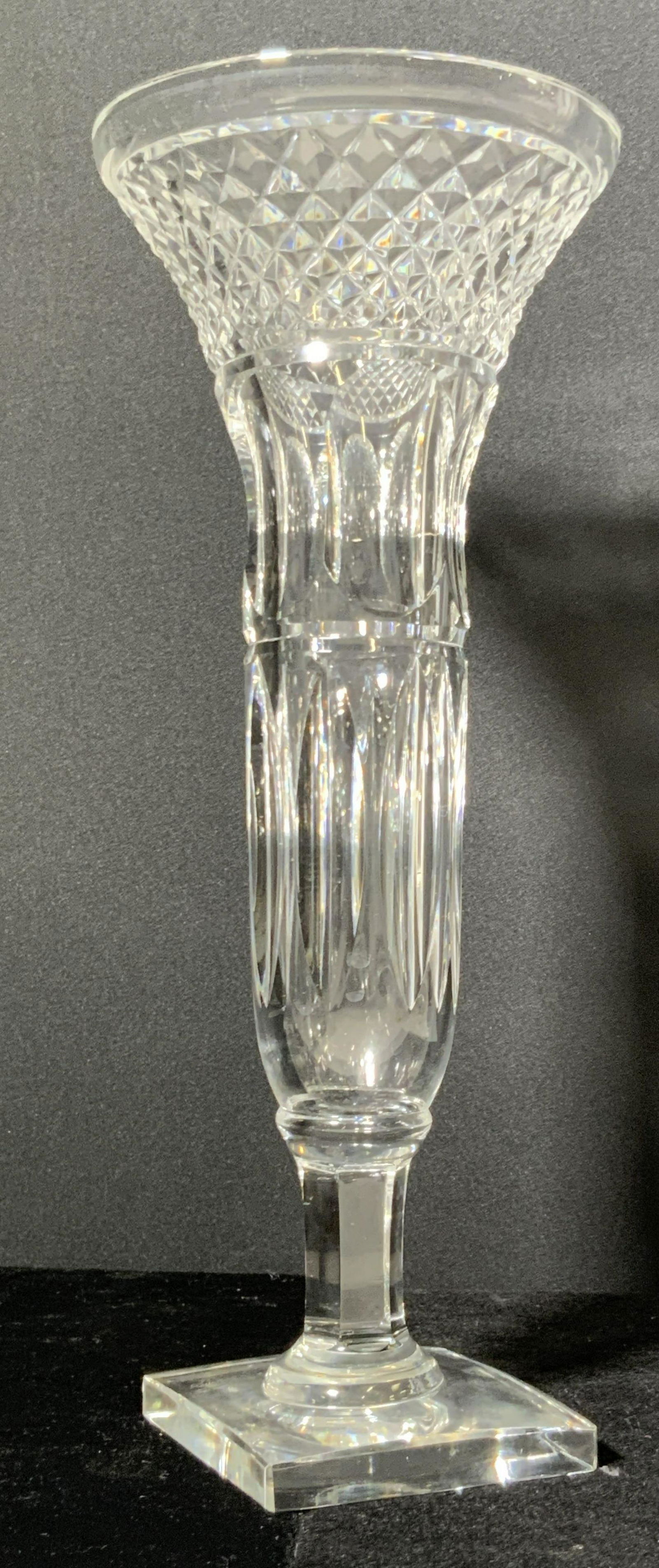 Vntg SEVRES Signed French Cut Crystal Trumpet Vase (1 of 9)
