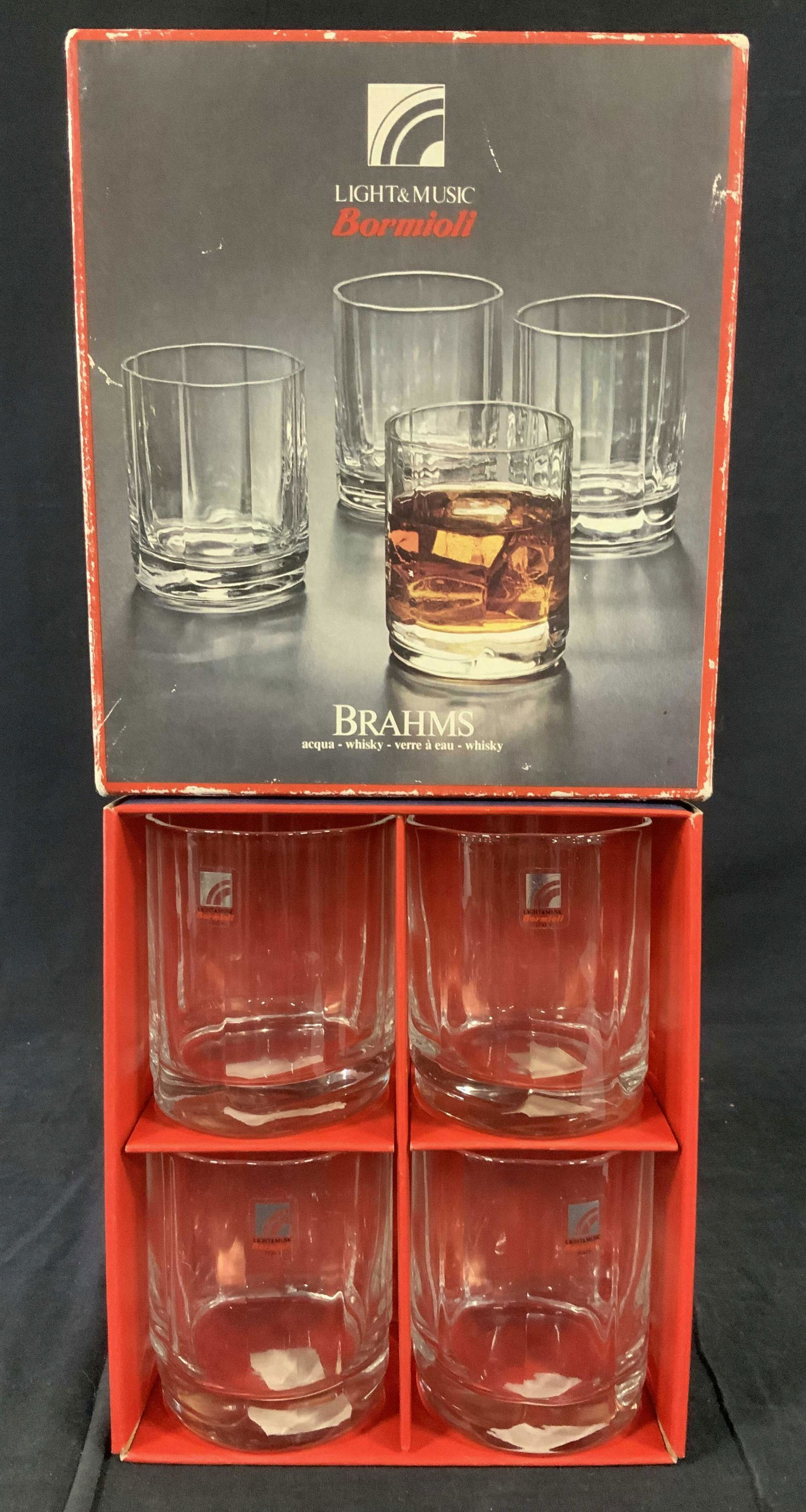 Box Set 4 Bormioli Hand Blown Whisky Glasses , IT (1 of 5)