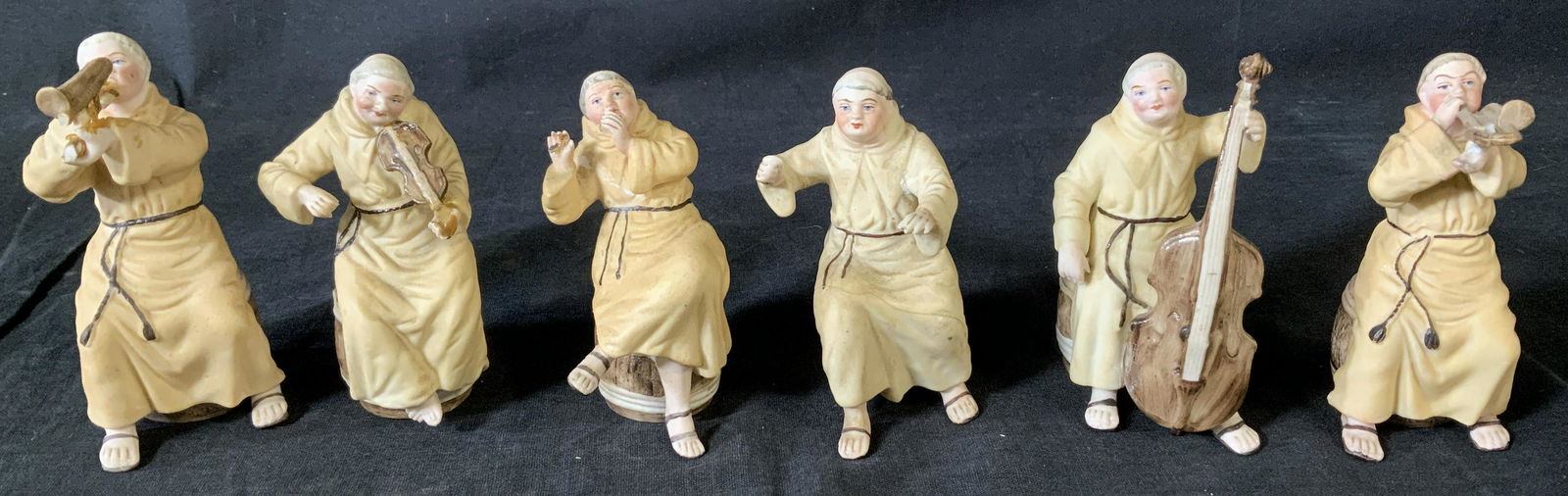 Set 6 Ceramic Monk Figurines, Germany (1 of 10)