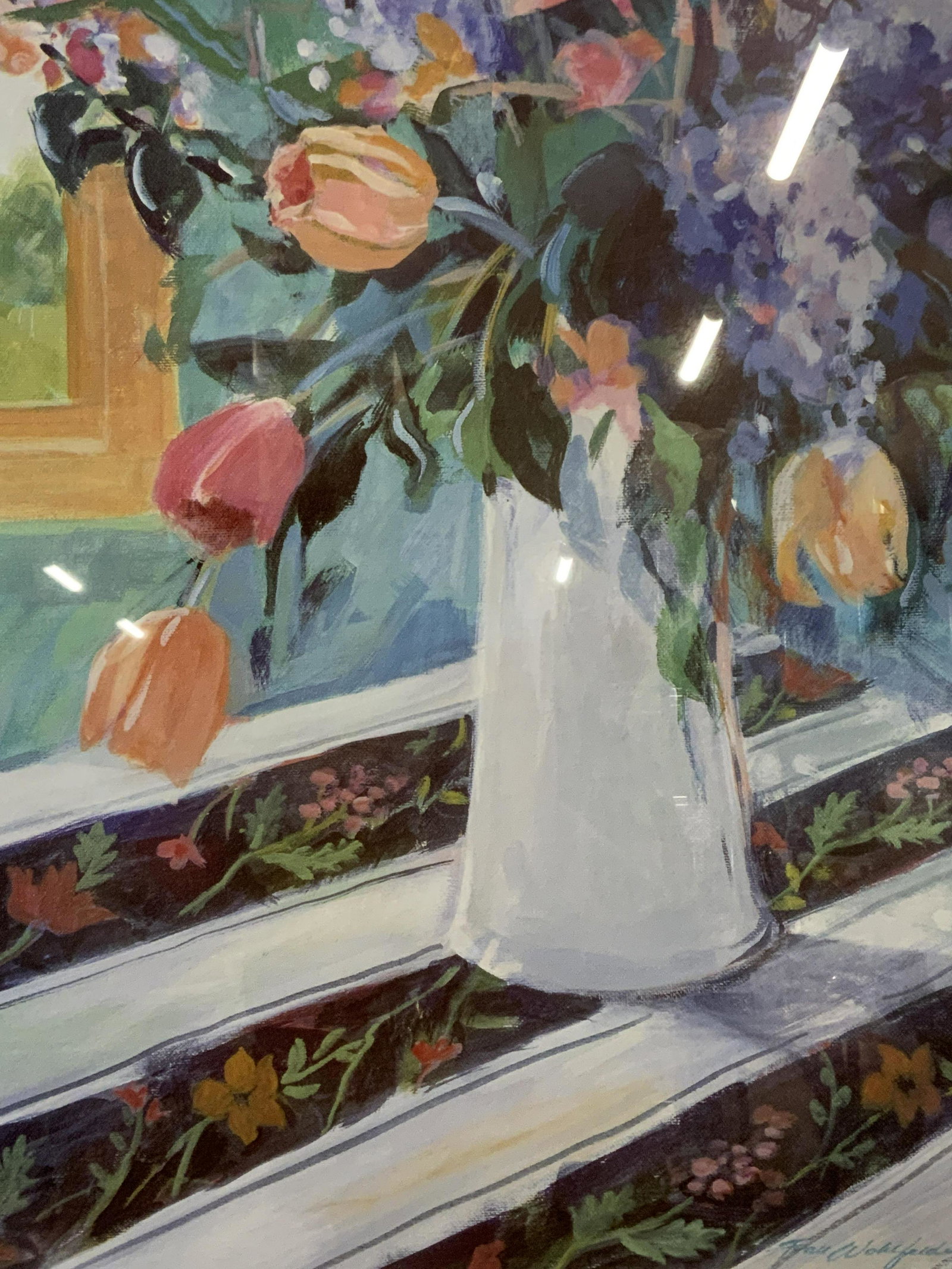 FRAN WOHLFELDER Signed Lithograph: Fran Wohlfelder, signature and printed signature to the lower right corner reads ‘Fran Wohlfelder’, text to lower left corner reads ‘Bridgehampton’, subject a floral still life in an impressio
