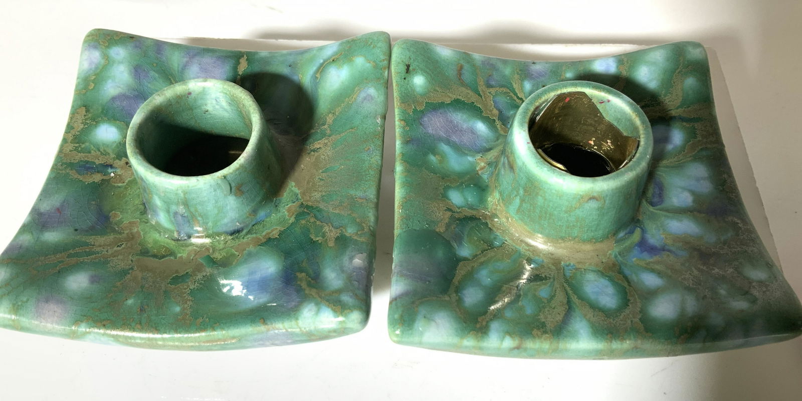Mid Century Signed Monterey Jade Candlesticks (1 of 5)