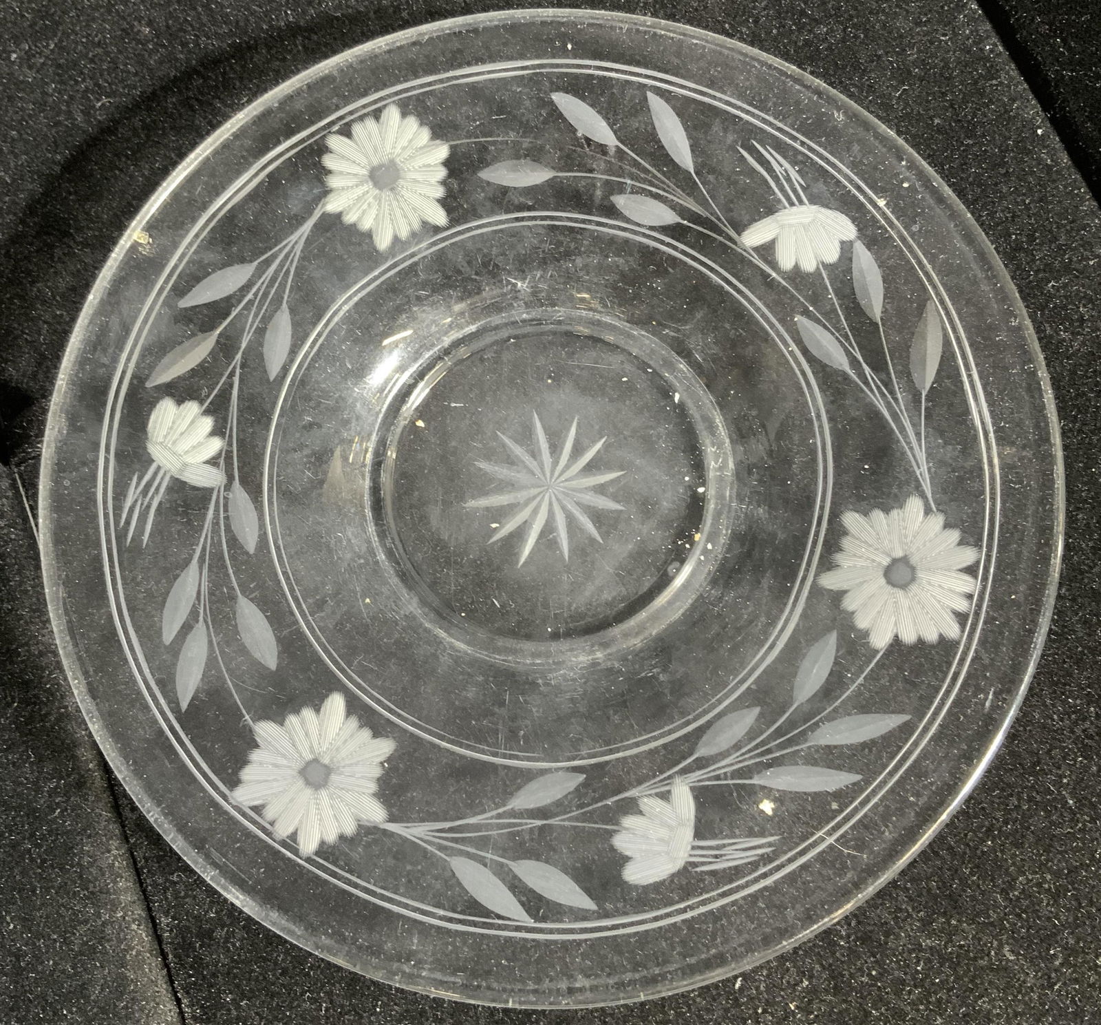 Lot 16 Glass Plates W Frosted Floral Detail (1 of 7)
