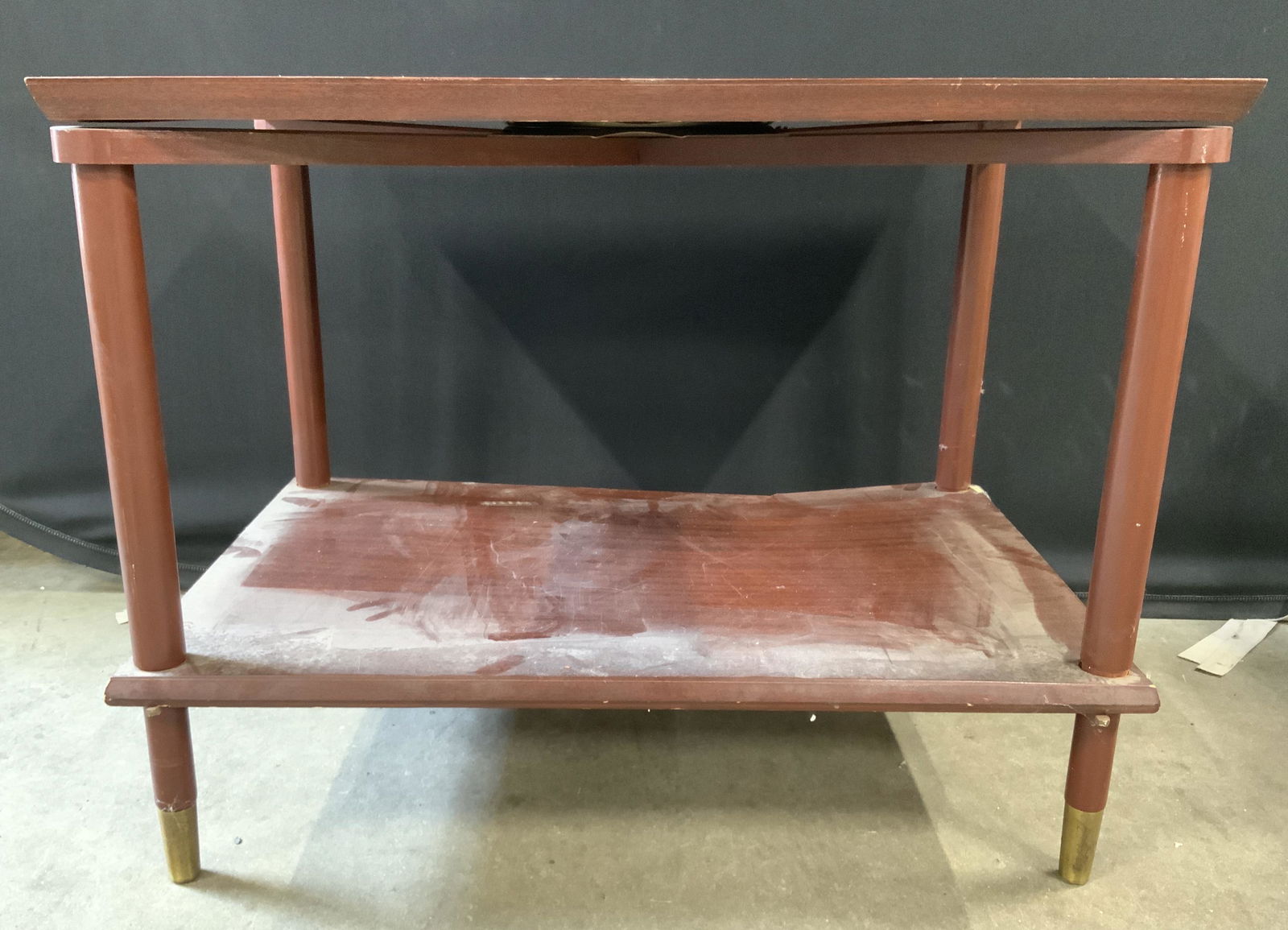 Vintage Wooden Side Table W Brass Feet (1 of 10)