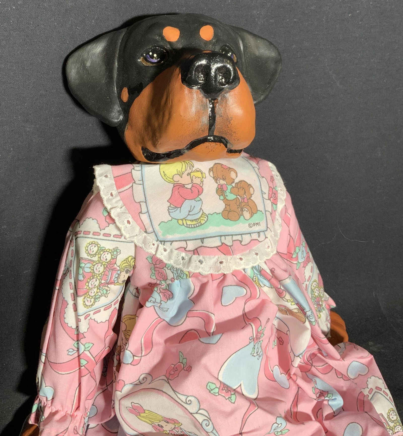 Signed Earthenware Rottweiler Doll (1 of 6)