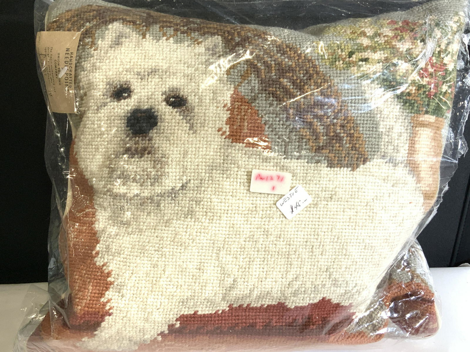 Handcrafted Wool Needlepoint Westie Dog Pillow (1 of 7)